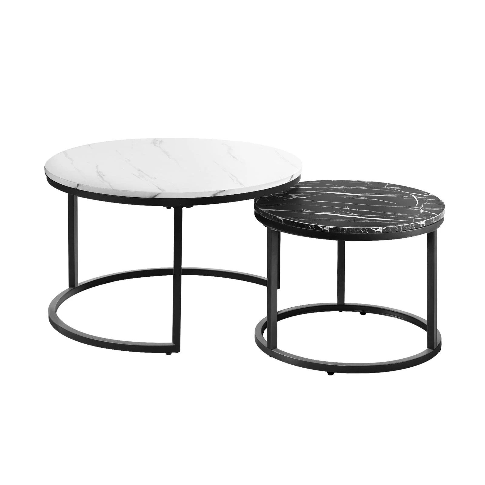 7 Oikiture Set Of 2 Coffee Table Round Nesting Side End Table
 - Multi, 7 of 10