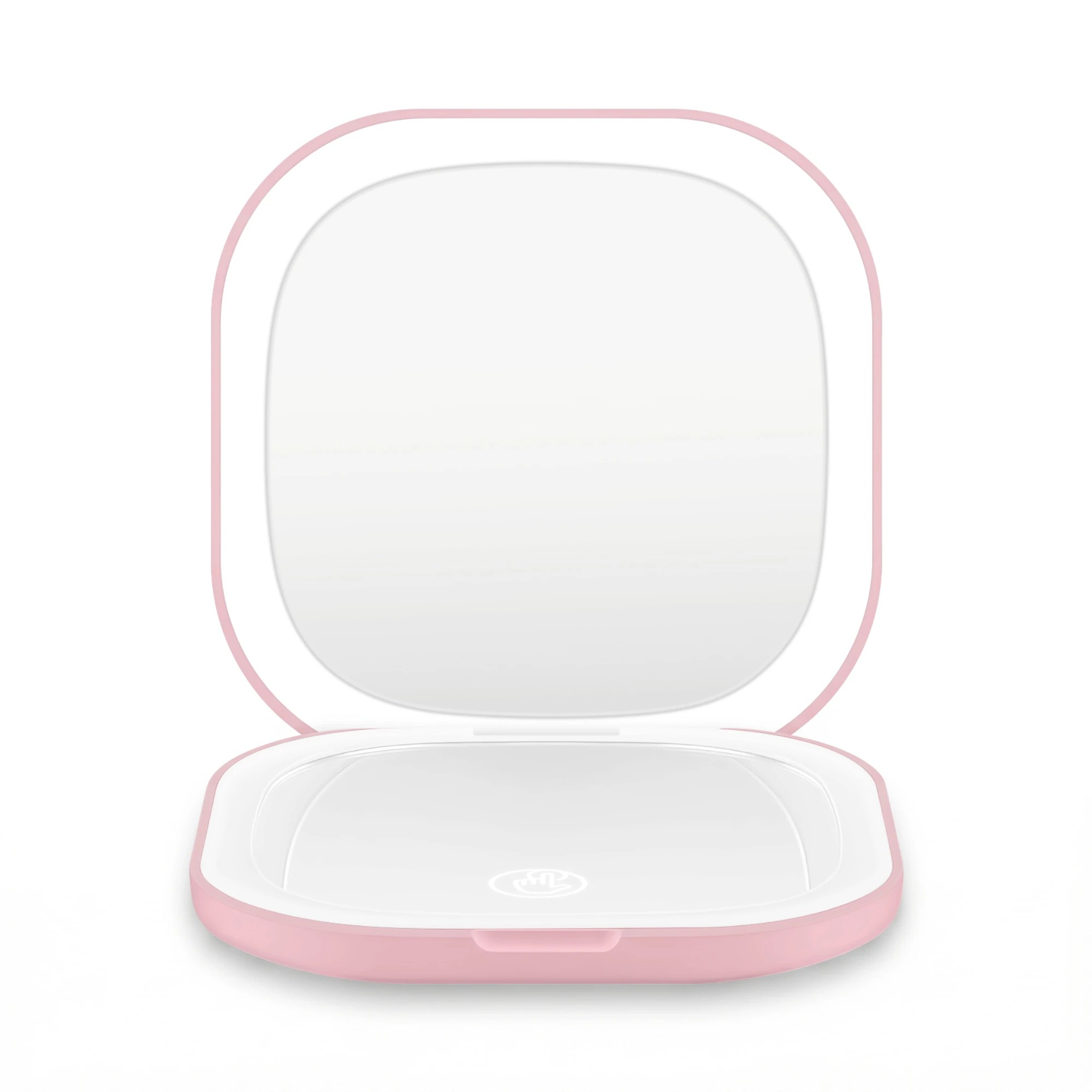 1 Embellir LED Compact Mirror Lighted Travel Makeup Mirror Pocket-Sized 1x 10x Magnification Square - Pink, 1 of 7