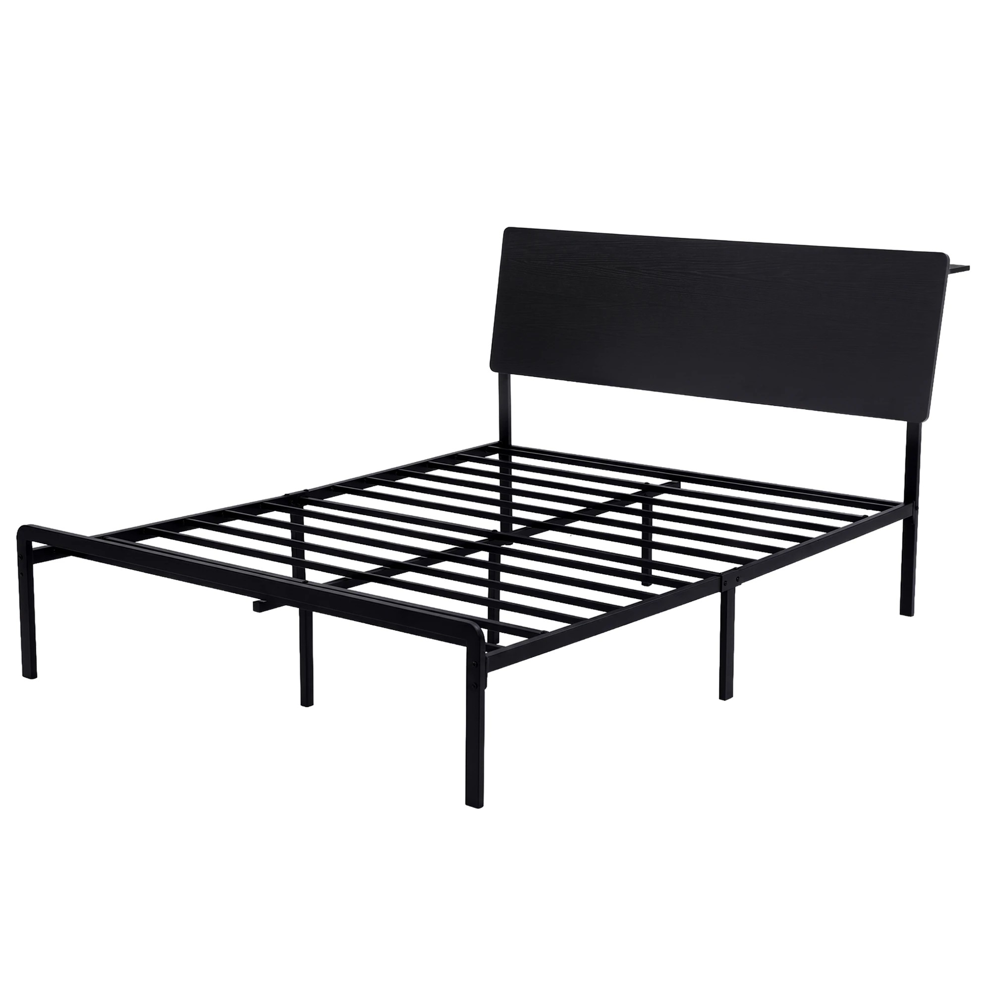 1 Artiss Bed Frame Queen Size LED Metal Bed Base with Charging Station LAN - Black, 1 of 8