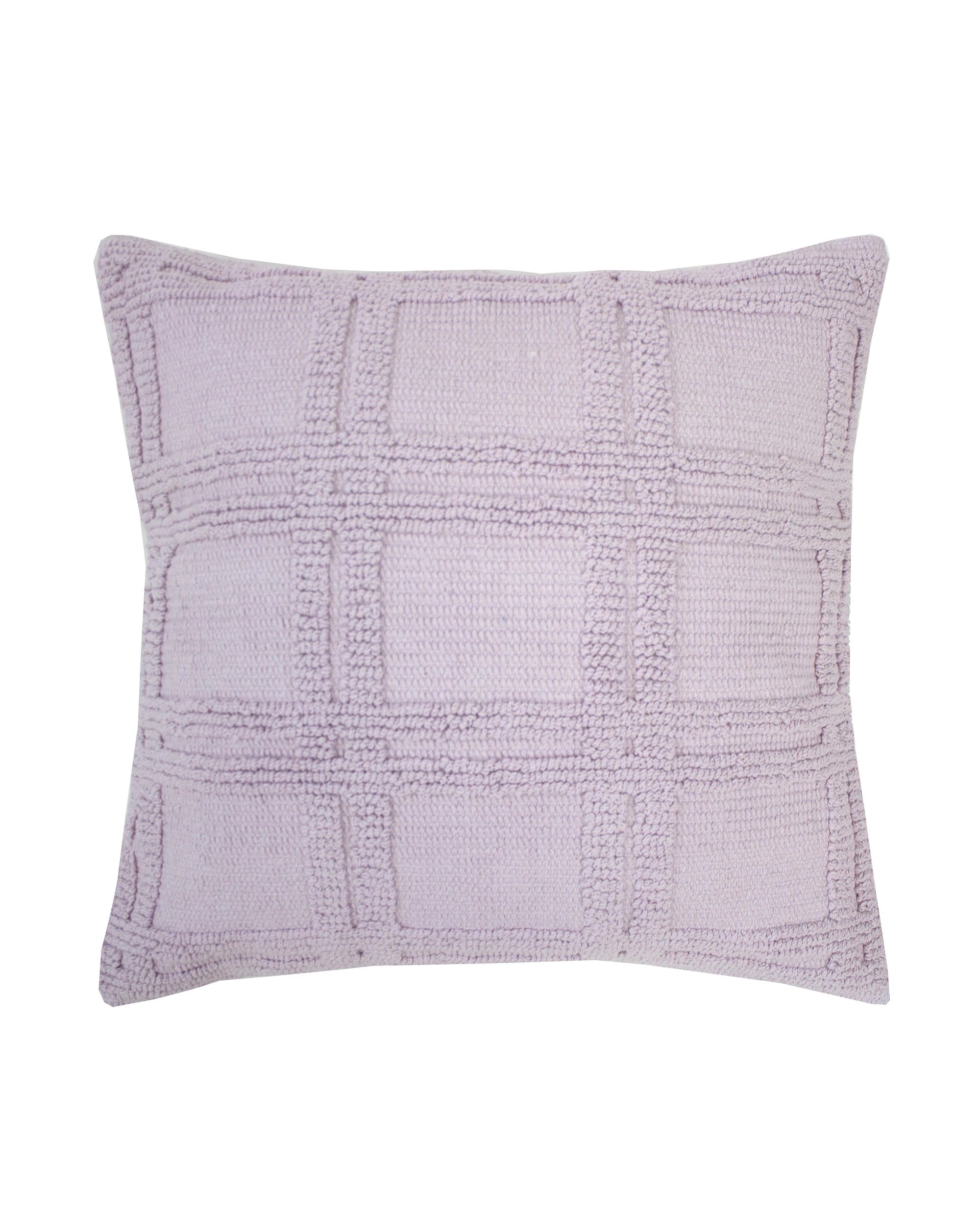 1 Bambury Christos Cotton Woven Checked Square Cushion Lilac - Purple, 1 of 4