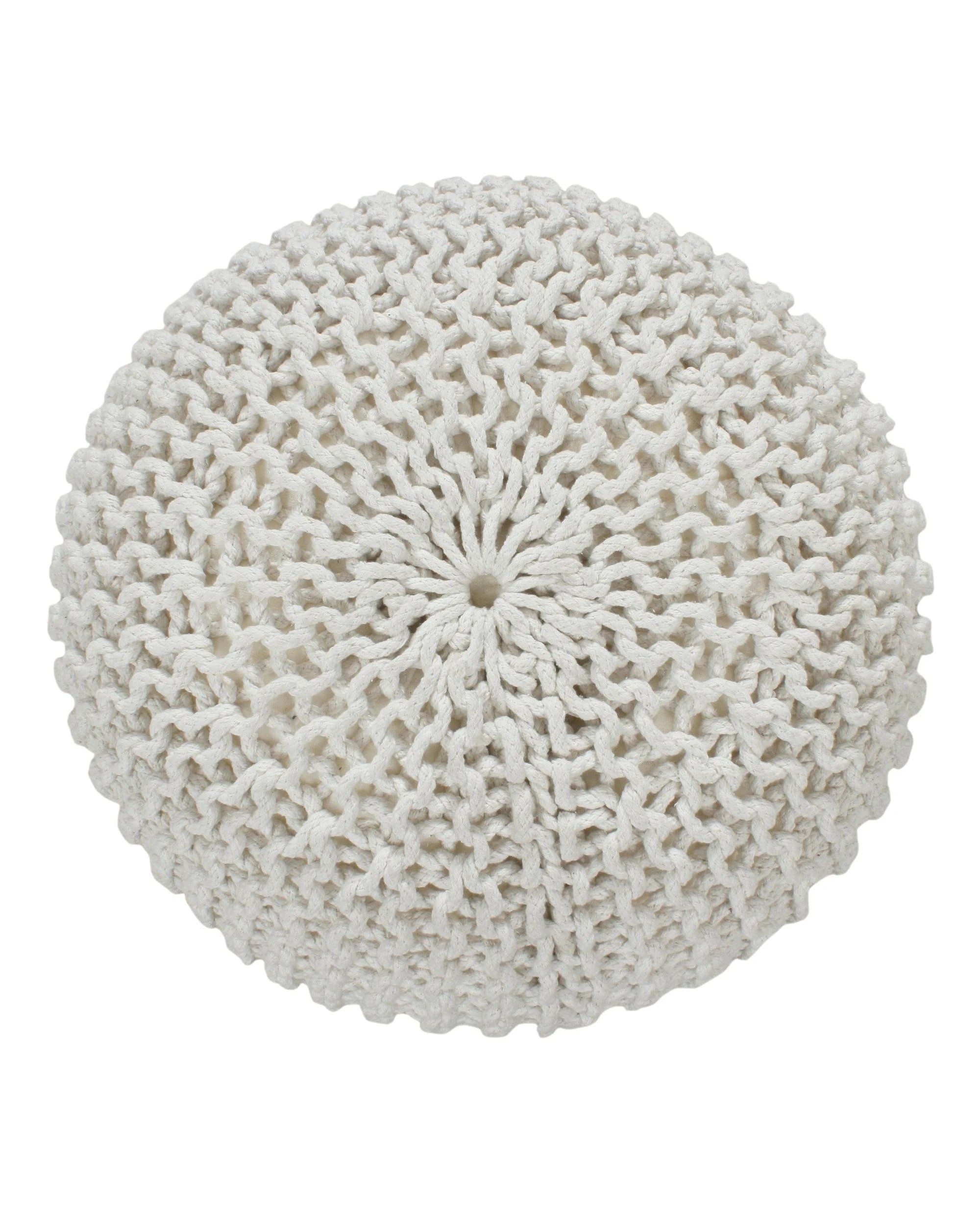 6 La Grace Home Braided Ottoman Pouffe - Ivory, 6 of 9