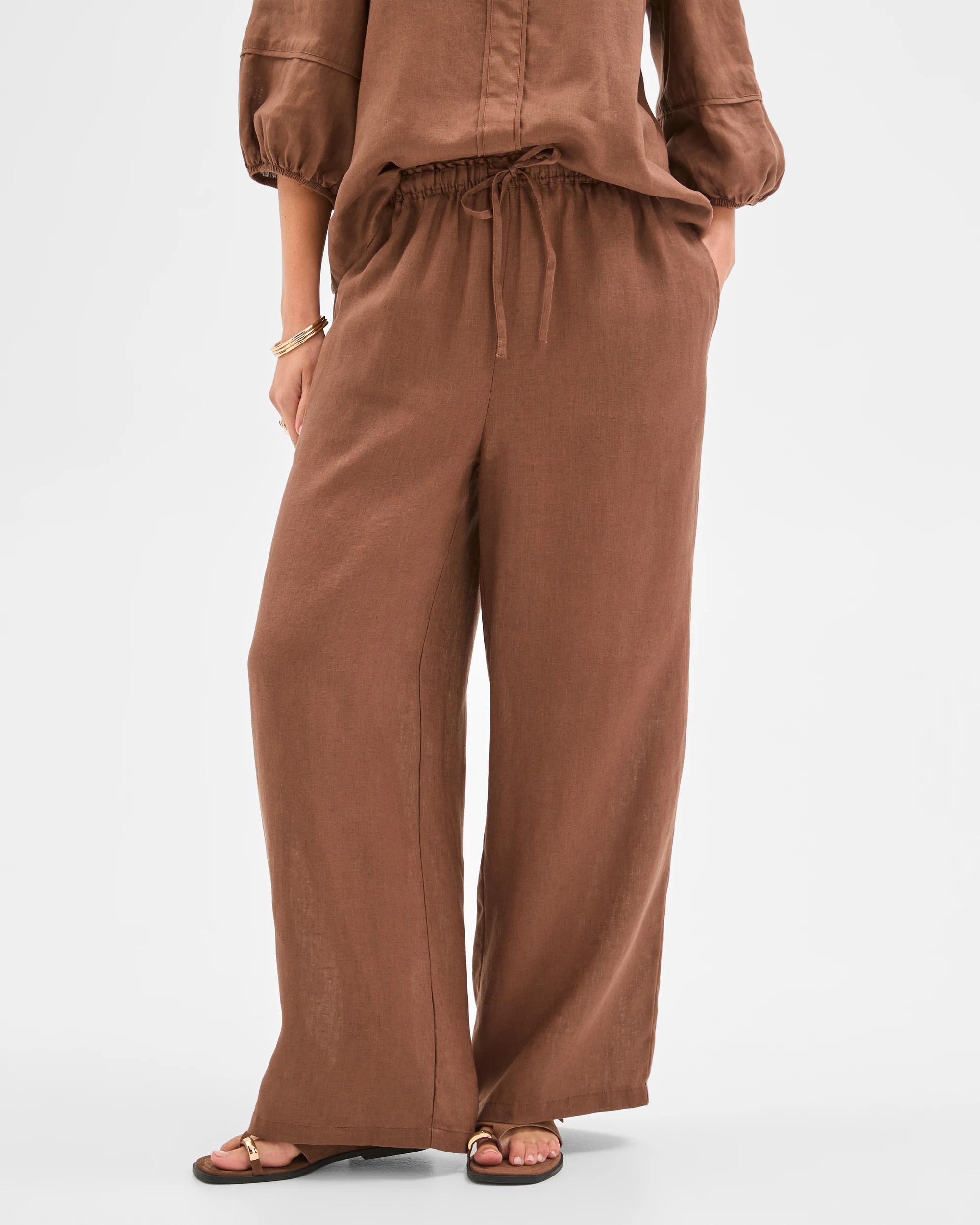 4 Target Woman European Linen Wide Leg Pants WARM BROWN, 4 of 6