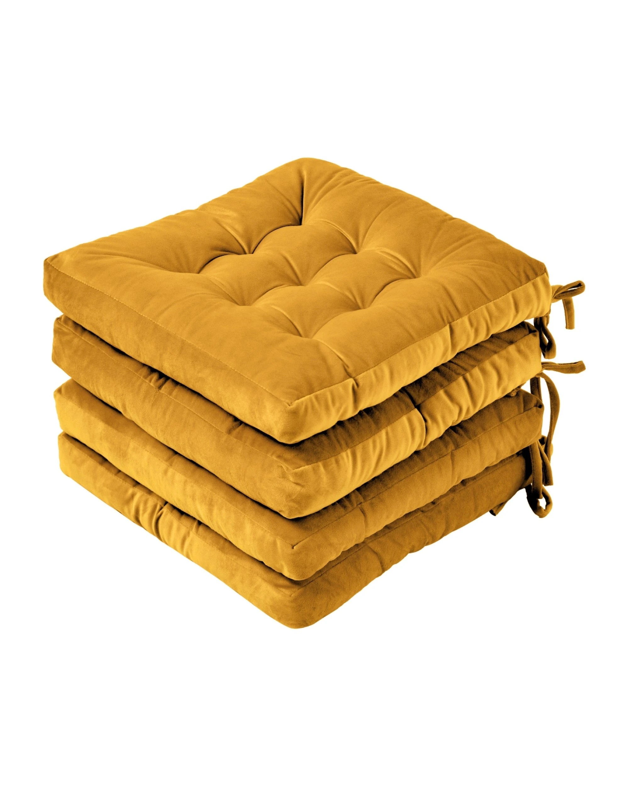 1 Cadence & Co. Vivienne Velvet Seat Cushion 4 Pack - Marigold, 1 of 7
