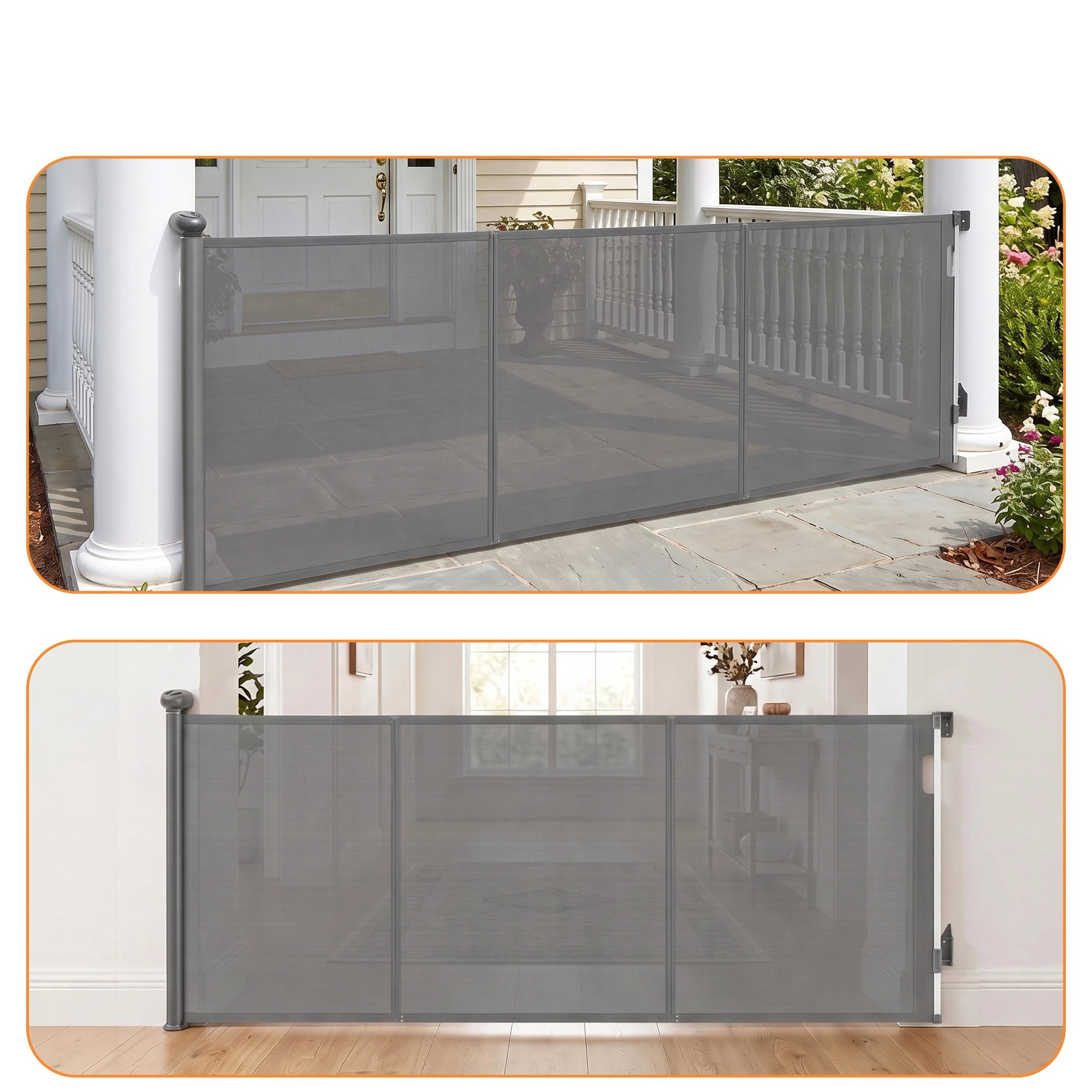 8 Keezi Retractable Gate Extends up to 400cm Baby Gate Pet Safety Fence Grey - Grey, 8 of 9