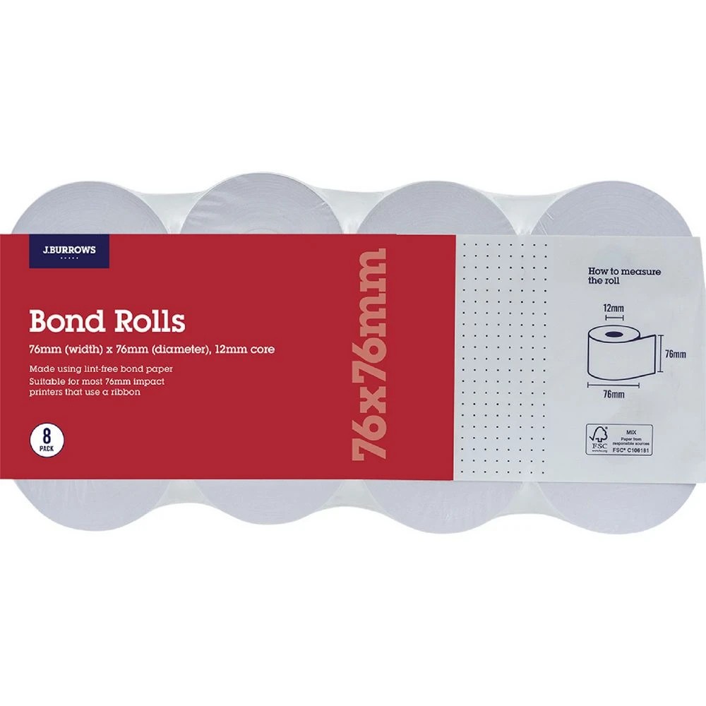 1 J.Burrows Bond Roll 76x76mm 8 Pack, 1 of 1