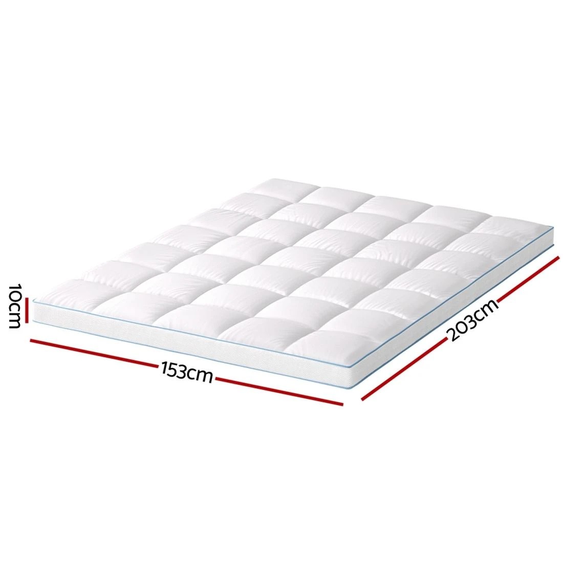 3 Giselle Bedding 1500GSM Bamboo Pillowtop Mattress Topper 10cm Thick Pad for Back Pain Relief - Queen Bed - White, 3 of 7