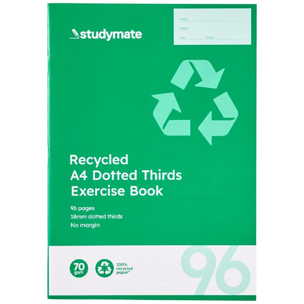 3 Studymate A4 Recycled 18mm Dotted Thirds Book 96 Pages, 3 of 3