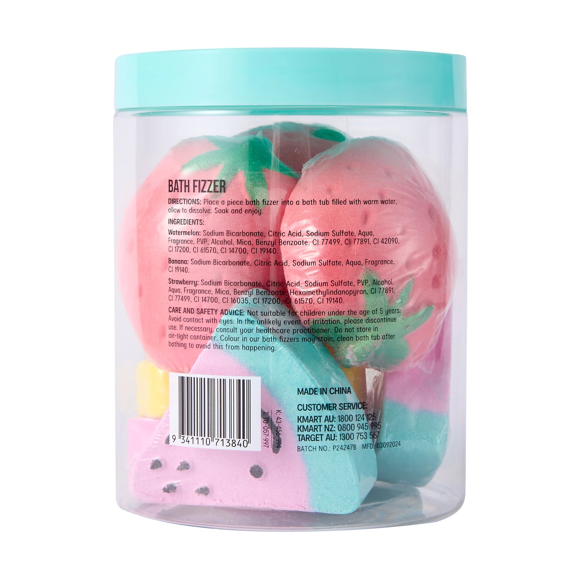 4 OXX Bodycare 9 Piece Multi Bath Fizzers - Watermelon, Banana and Strawberry Scented, 4 of 4