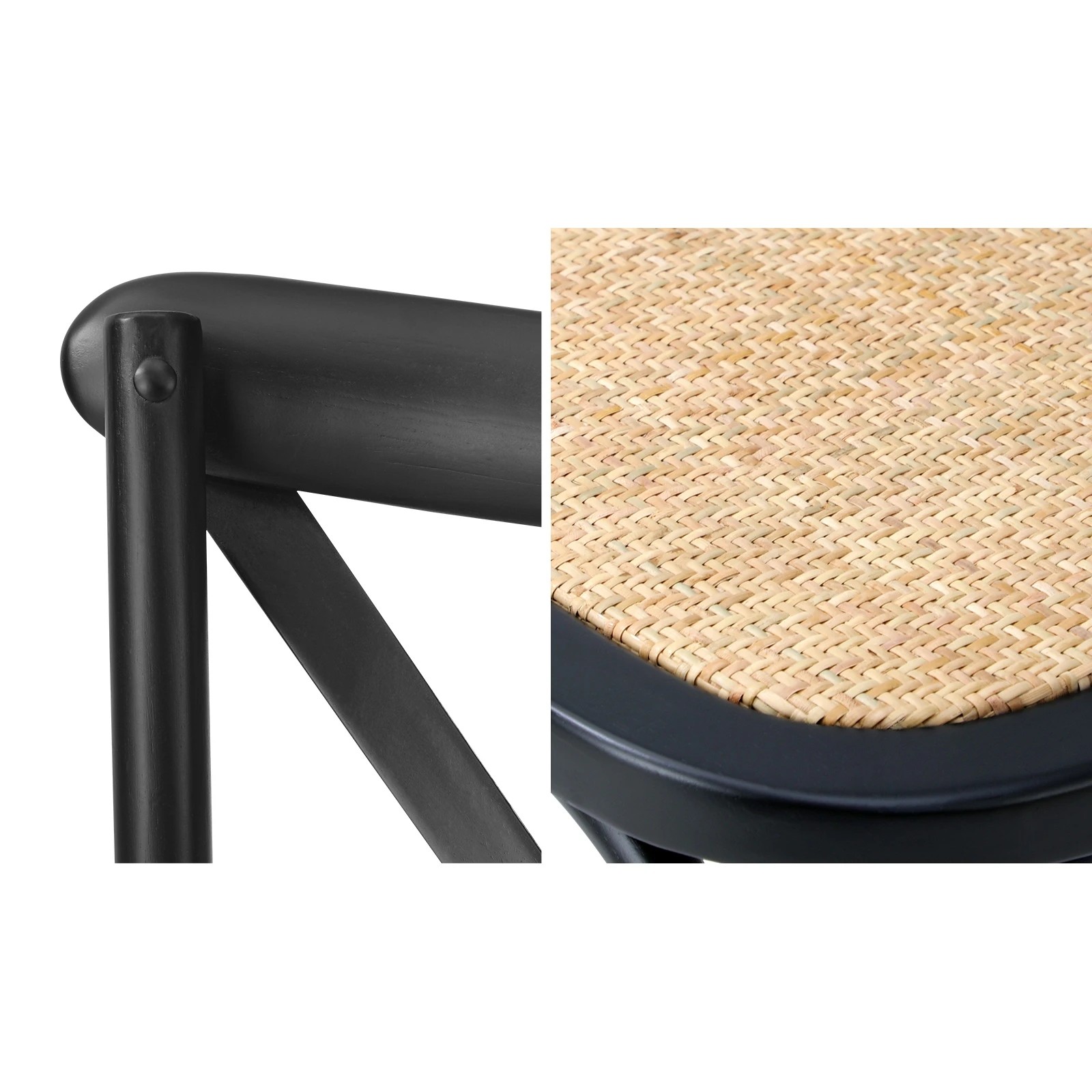 6 Oikiture 110cm Round Dining Table with 4PCS Dining Chairs Birch Timber - Black, 6 of 9