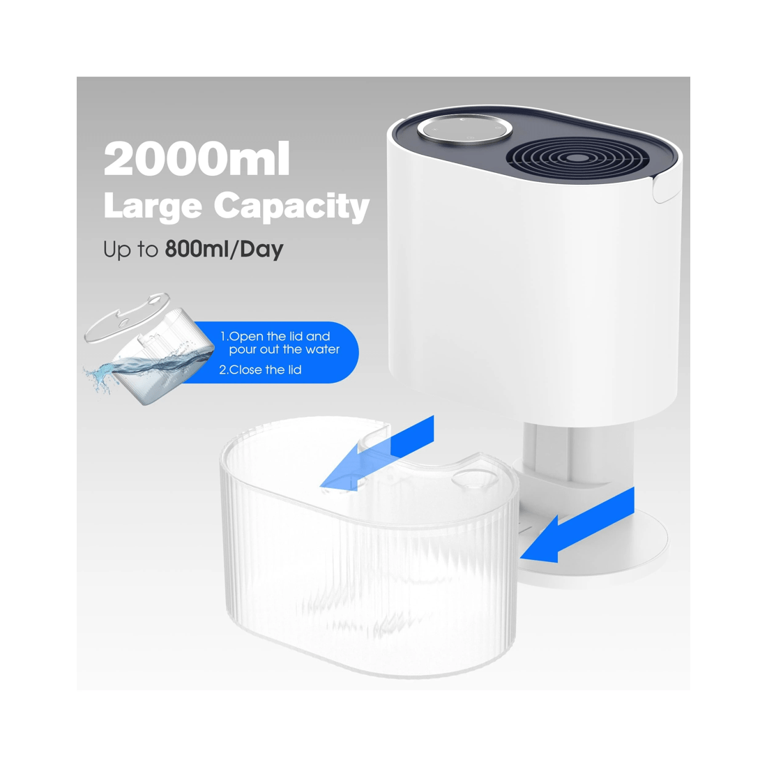 6 Advwin Air Dehumidifiers 2000ml Water Tank, 6 of 7