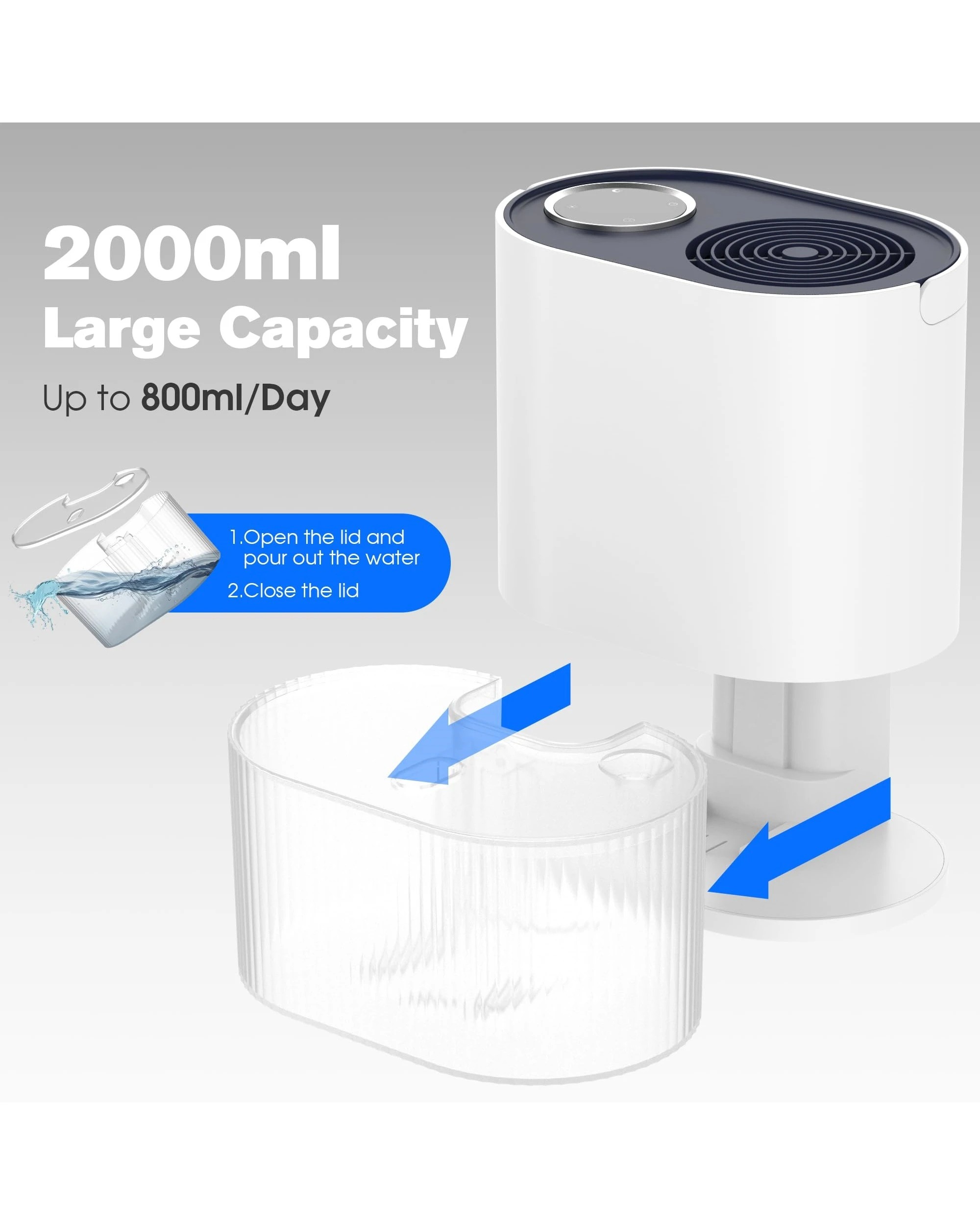 5 Advwin Air Dehumidifiers 2L with Constant Humidity, 5 of 6