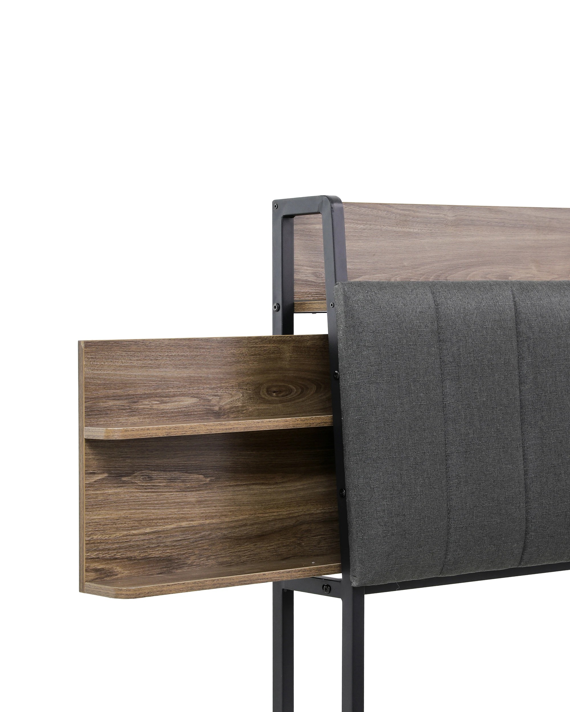 5 Artiss Metal Bed Frame Double Size with 2-Tier Hidden Storage with Charging Station - Grey, 5 of 7