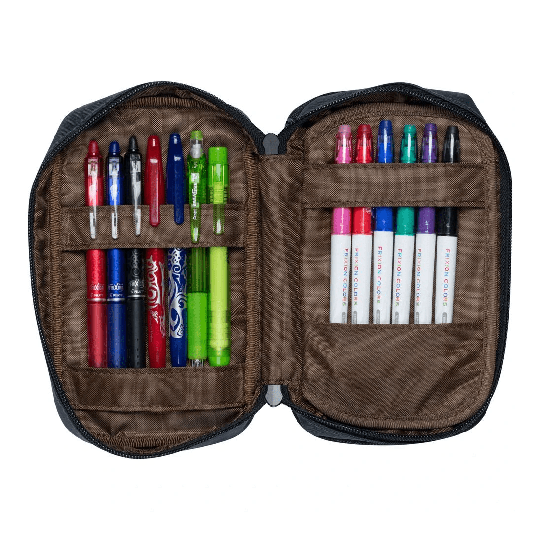 3 Lihit Lab Double Zip Mutli Compartment Pencil Case Black, 3 of 5