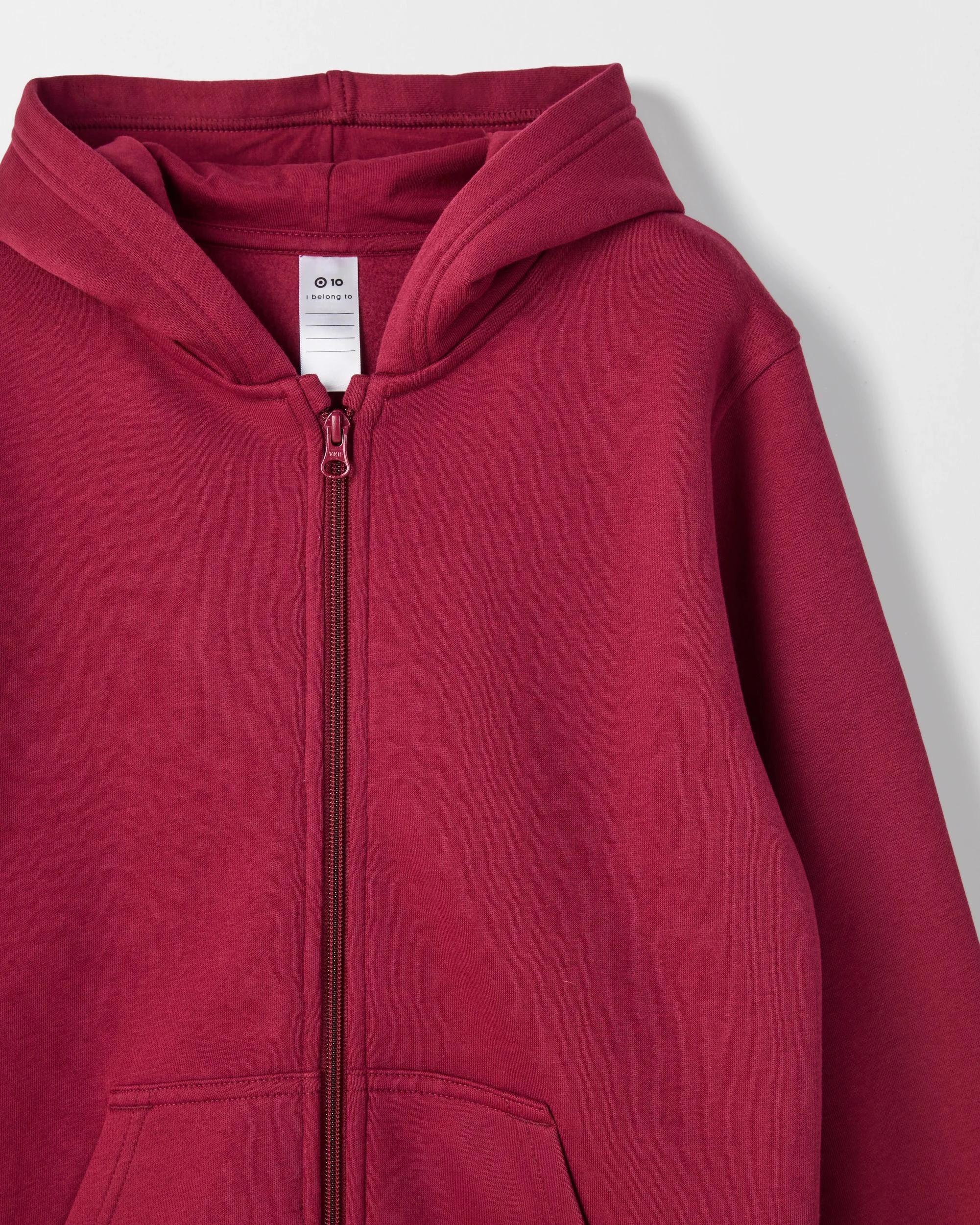 2 Target Australian Cotton Blend School Zip Through Fleece Jumper BURGUNDY, 2 of 2