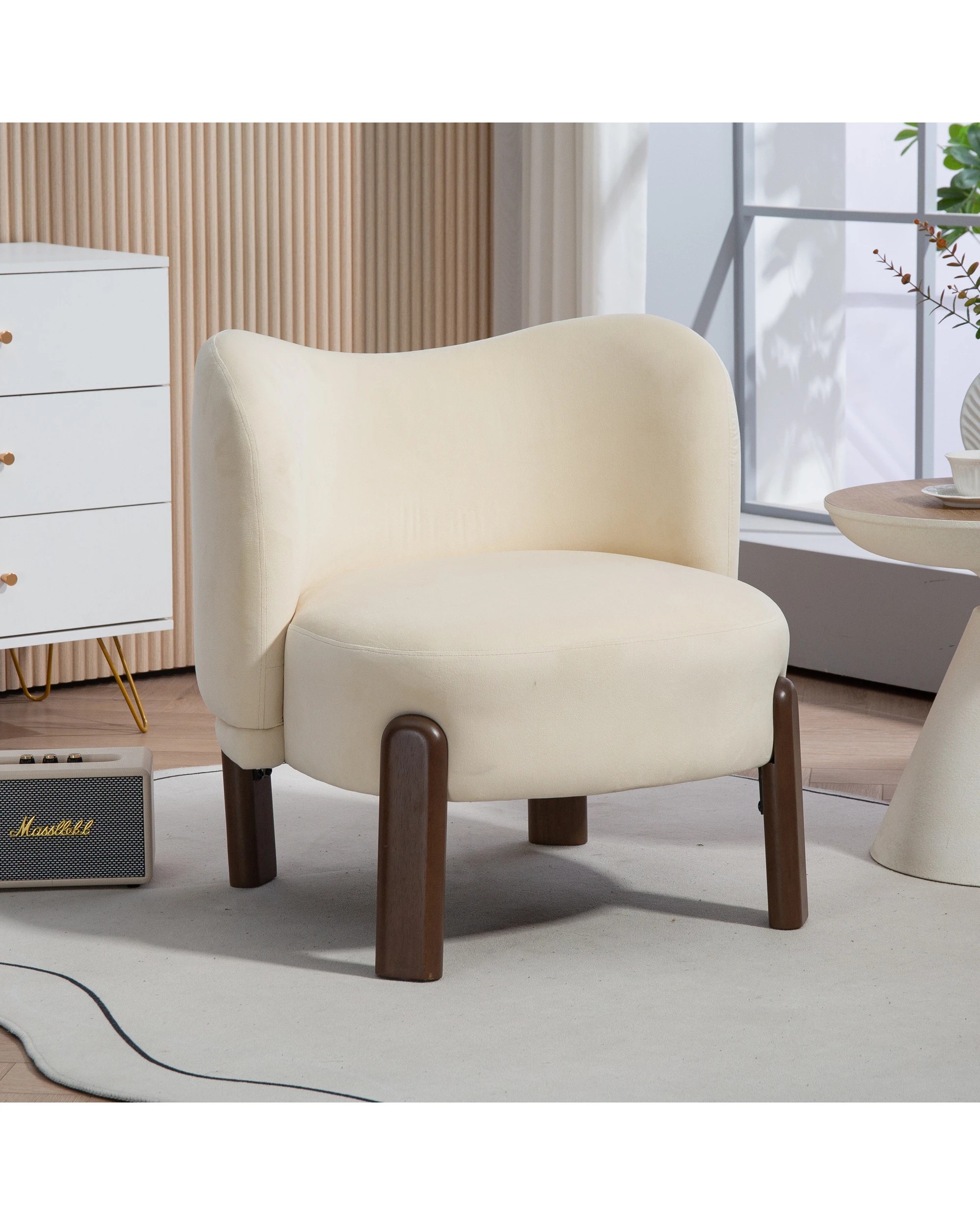 2 IHOMDEC Velvet Accent Chair - Beige - Beige, 2 of 10