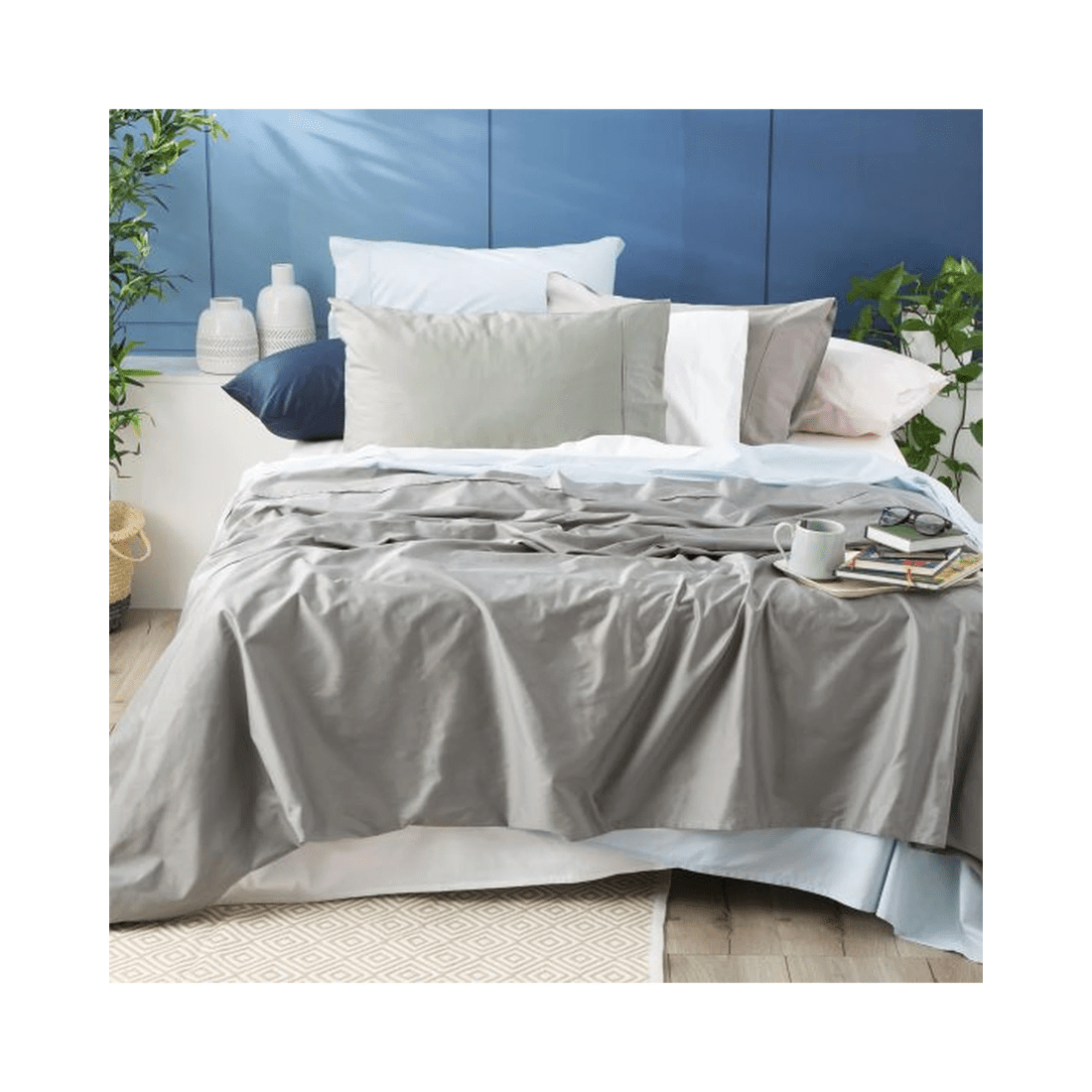 1 Park Avenue 500 Thread Count Bamboo-Cotton Sheet Set, King Single, Charcoal - Charcoal, 1 of 3