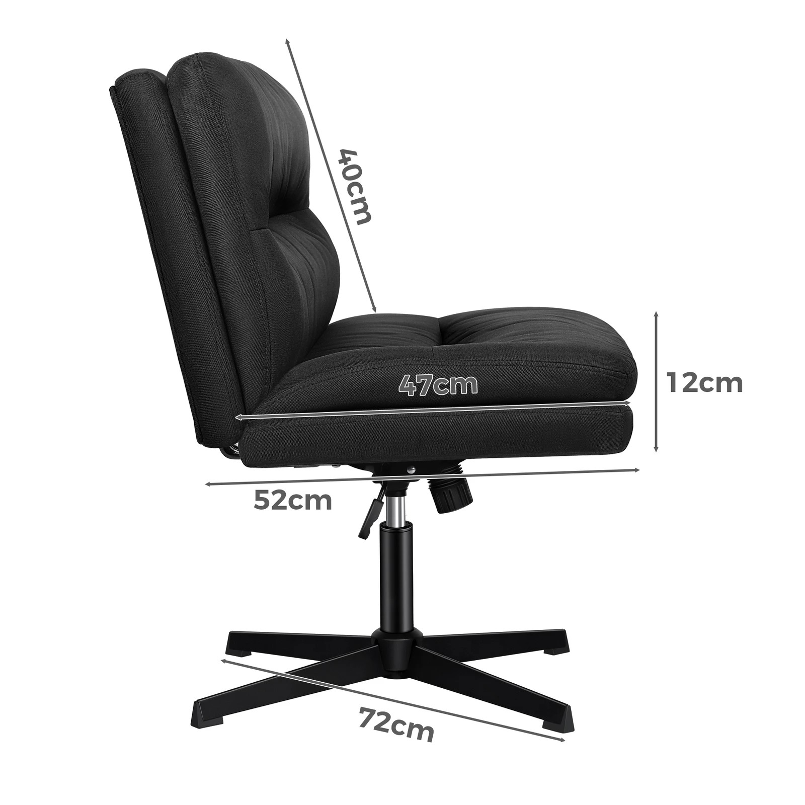 6 Alfordson Office Chair Computer Seat Cross-legged Work Ottoman Fabric - Black, 6 of 10