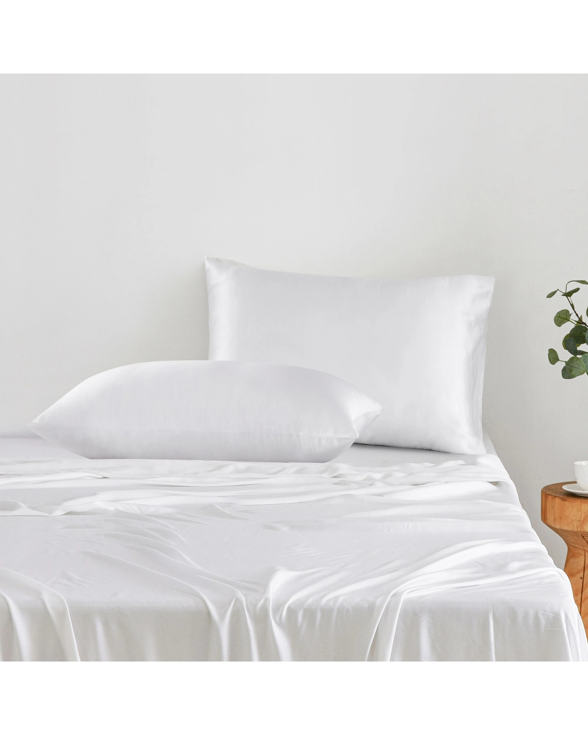 1 Natural Home Luxe Mulberry Silk Pillowcase 25 Momme King Pillowcase 48x90cm Twin Pack - White, 1 of 5