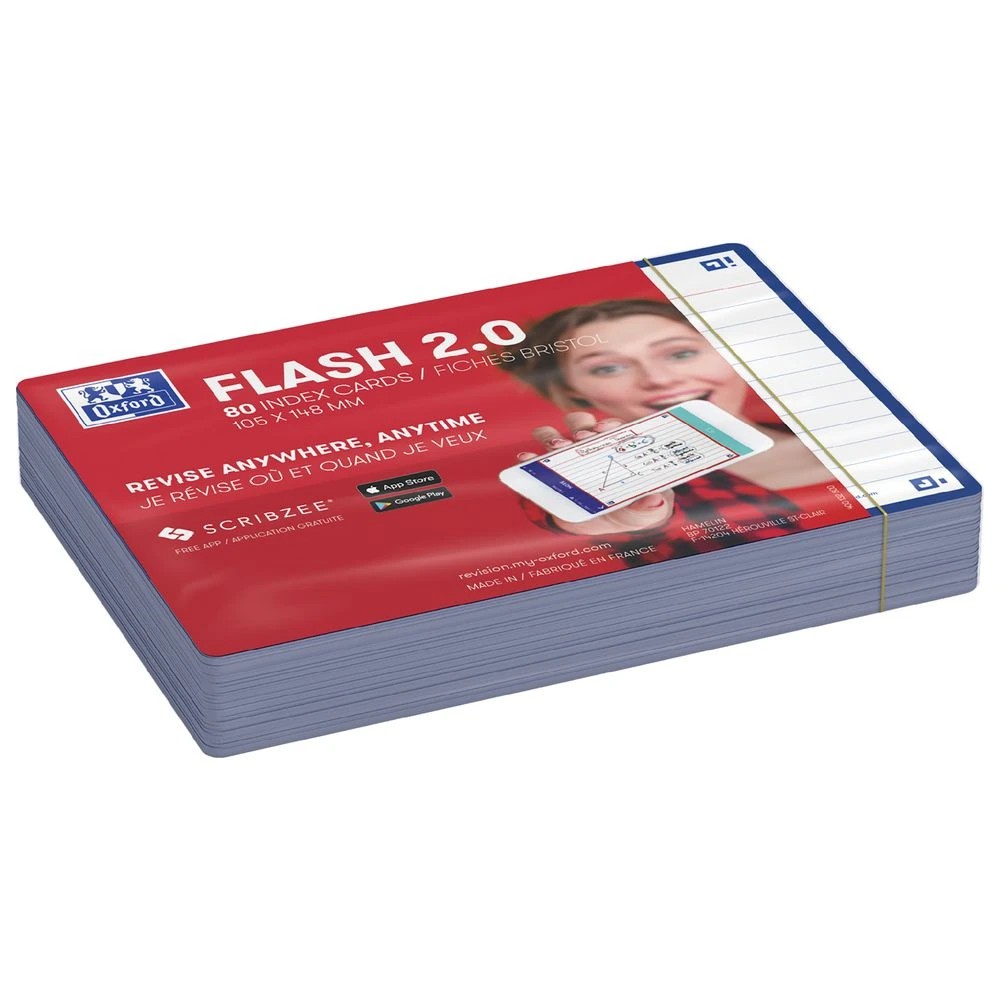 2 Oxford Flash 2.0 Index Cards Ruled 105 x 148mm Navy 80 Pack, 2 of 3