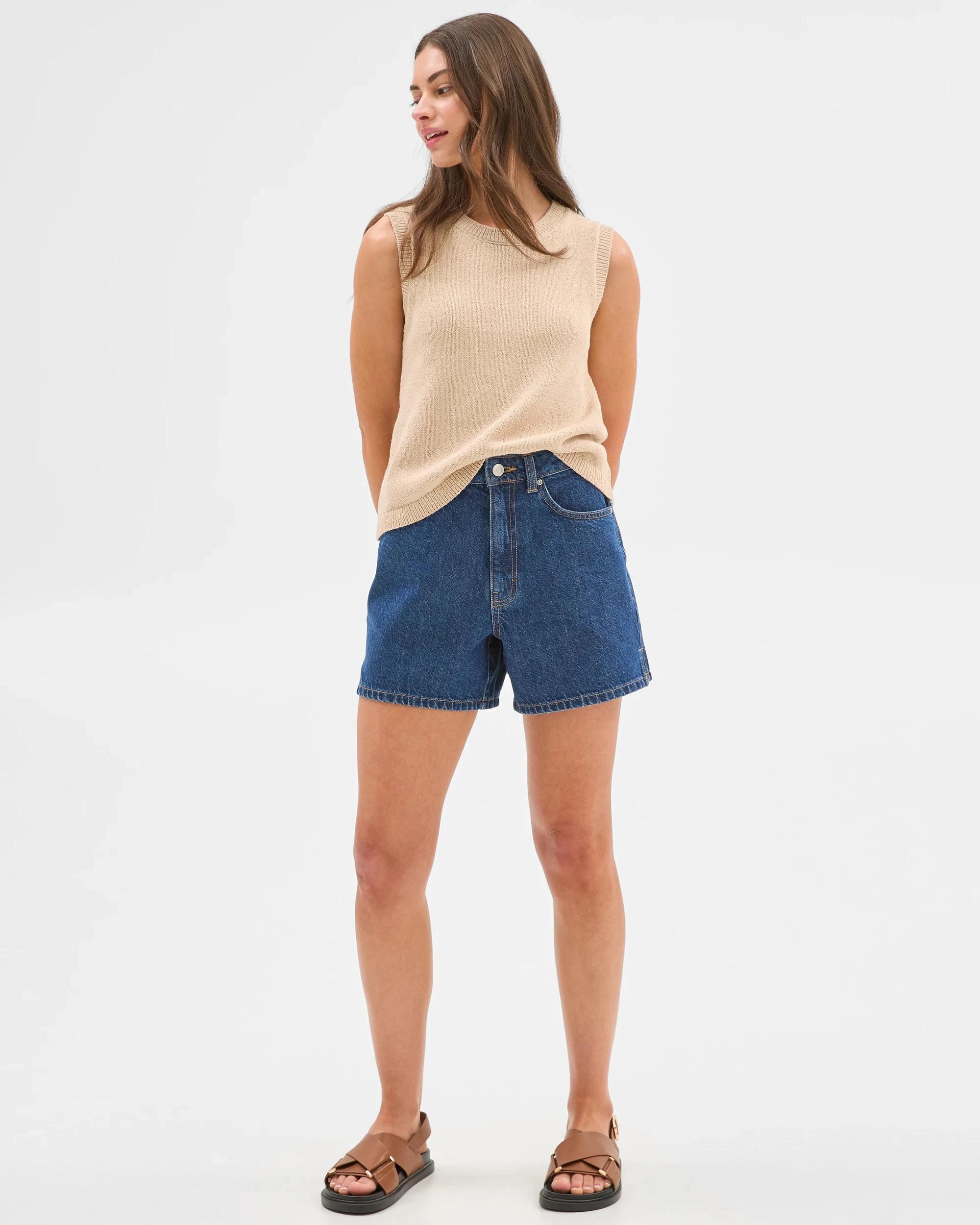 2 Target Petites Australian Cotton Blend Mini Boucle Knit Tank Top ASH BROWN, 2 of 6