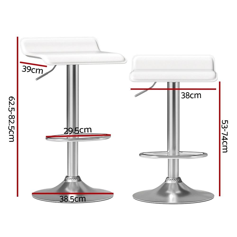 2 Artiss 2x Bar Stools Faux Leather Chair - White, 2 of 5