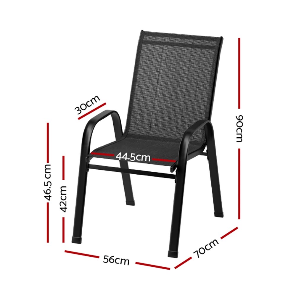 2 Gardeon 6PC Outdoor Dining Chairs Stackable Lounge Chair Patio Furniture - Black, 2 of 6
