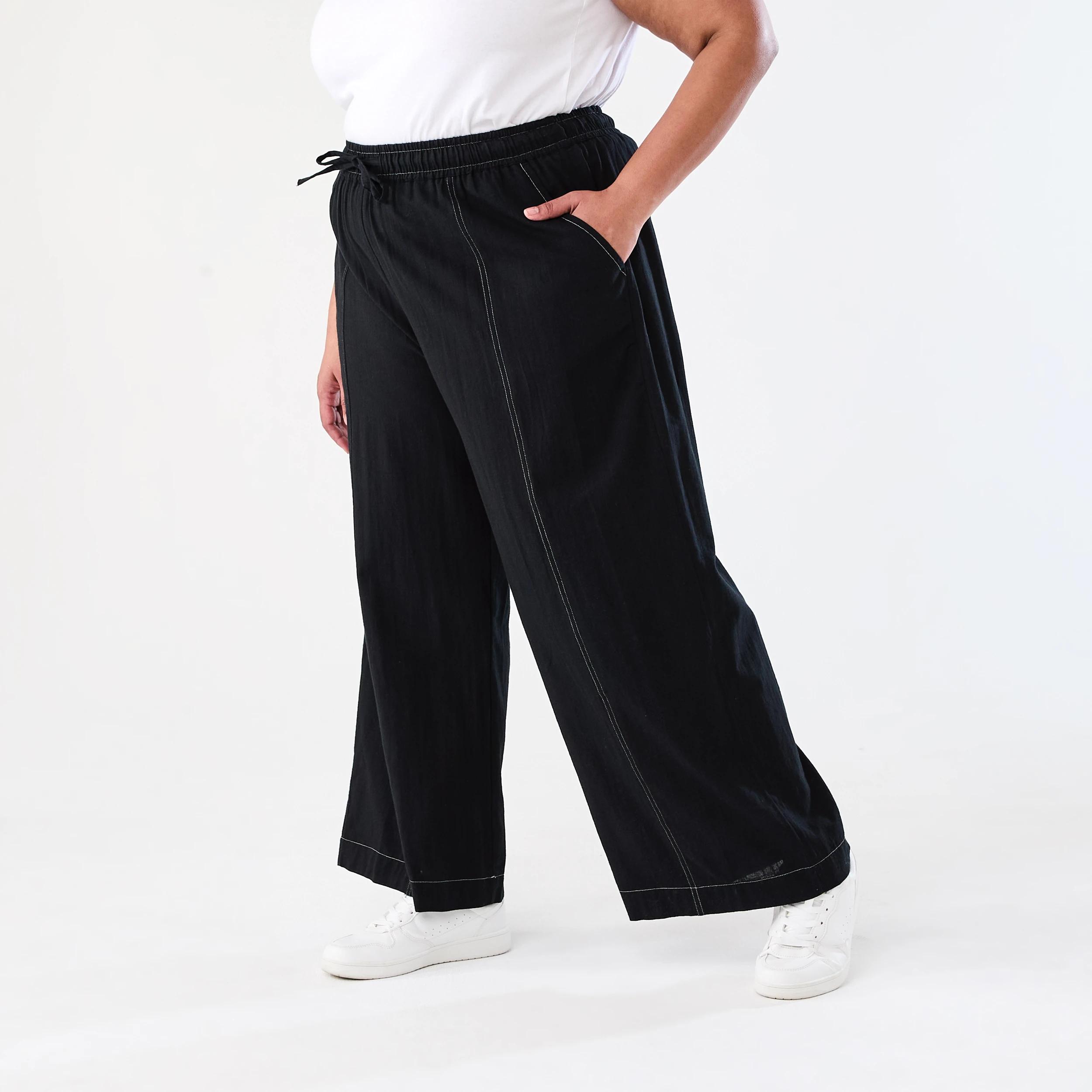 2 Curve Contrast Seam Pants BLACK, 2 of 6