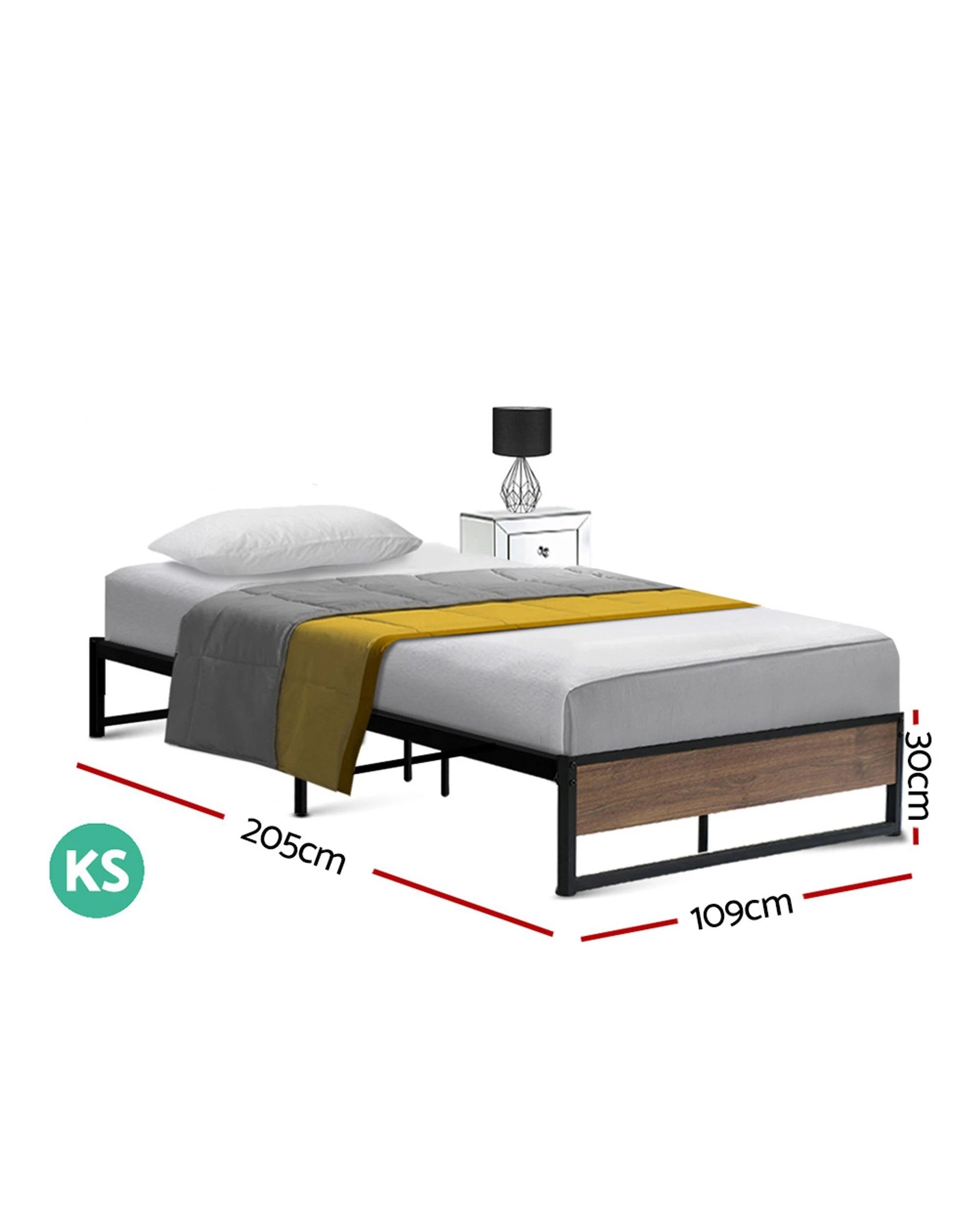 2 Artiss Bed Frame Metal Frame Bed Base OSLO - Black, 2 of 5