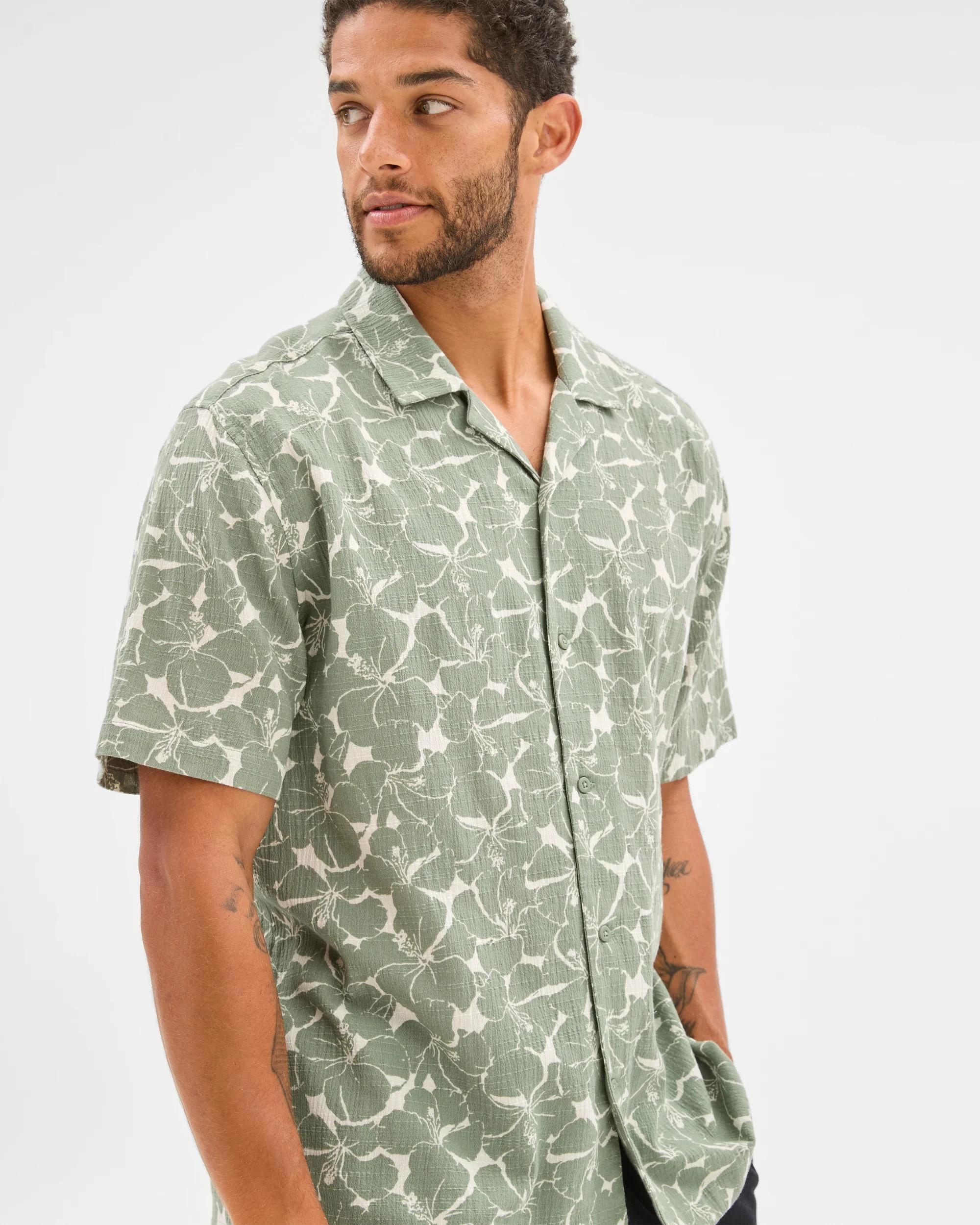 5 Target Crinkle Print Shirt GREEN, 5 of 6