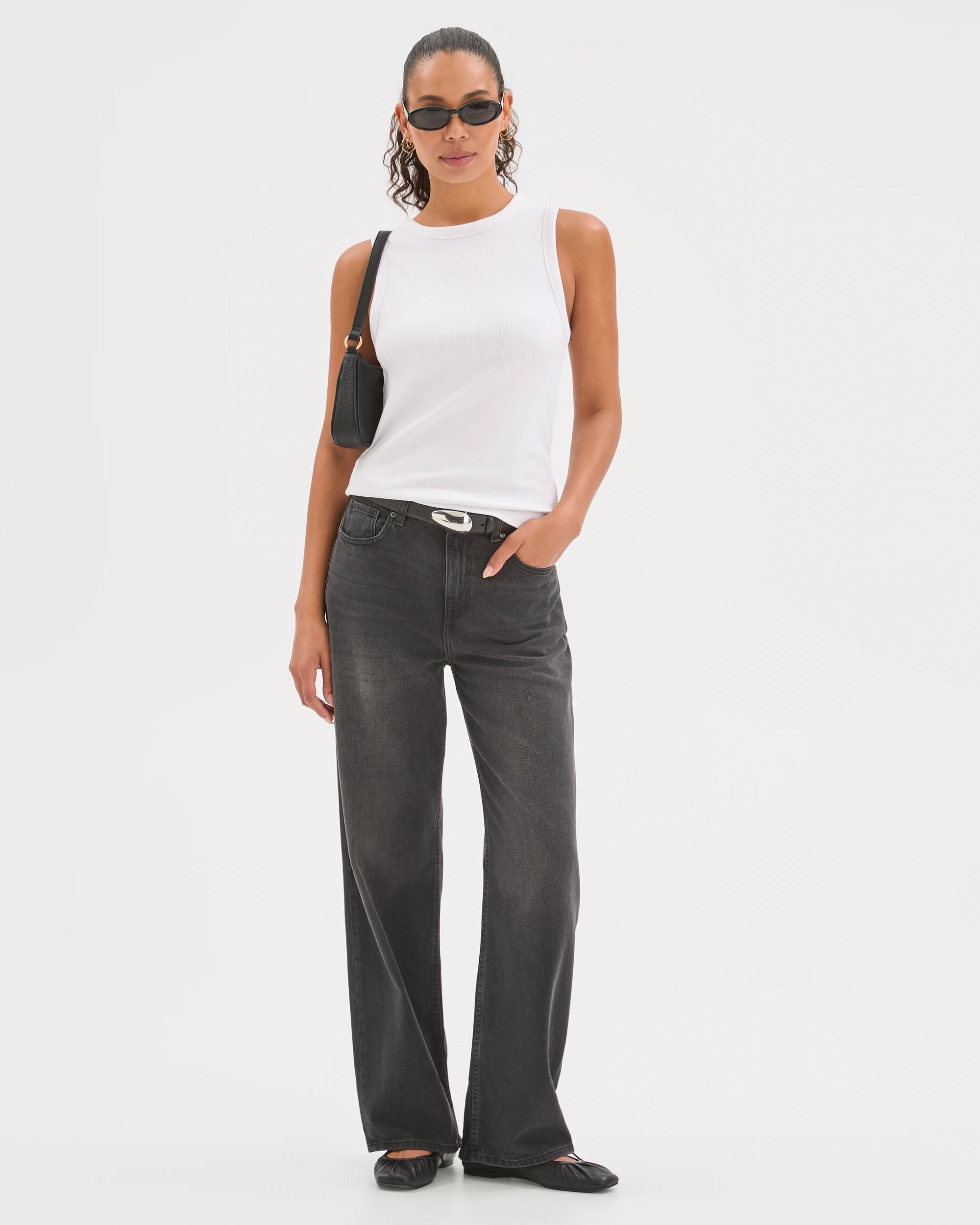 2 Target Woman Australian Cotton Ribbed Tank Top WHITE, 2 of 6
