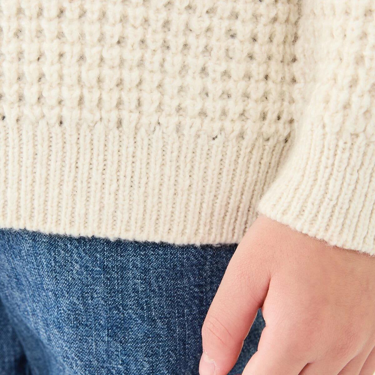 5 Waffle Crew Knitwear Top Ecru, 5 of 9