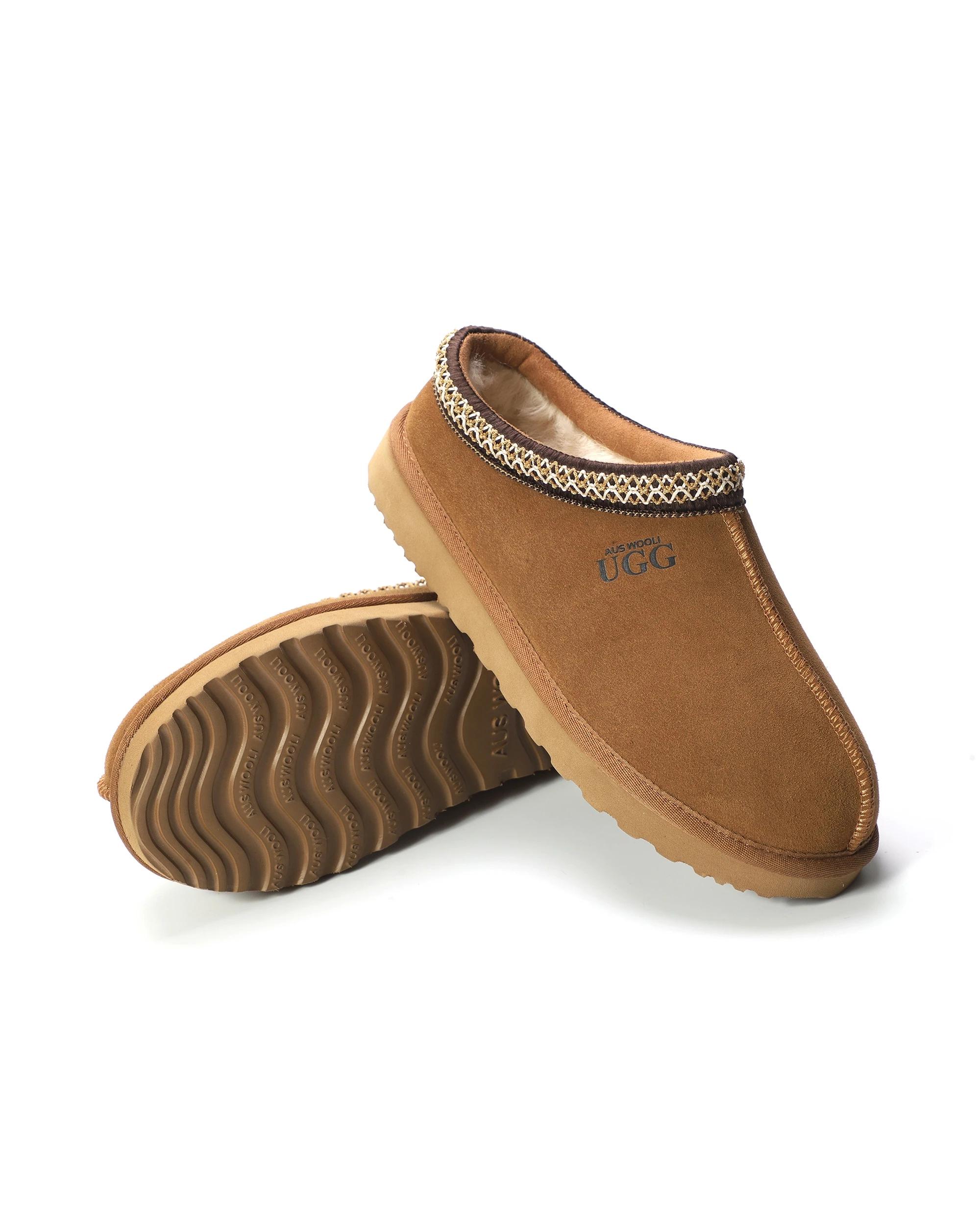 4 AUS WOOLI Sheepskin Ankle Braid Croydon UGG Slippers TAN, 4 of 6