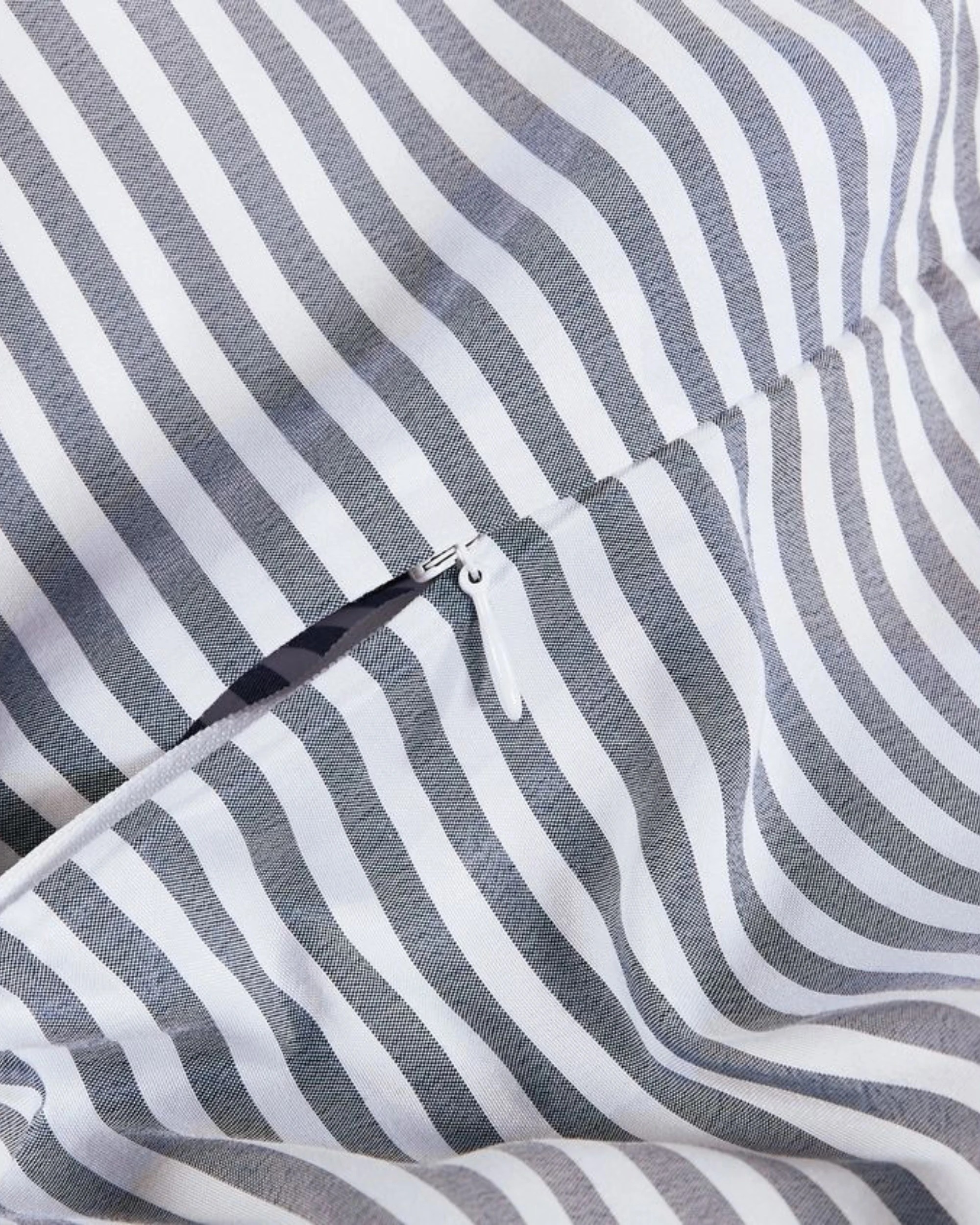 4 CleverPolly Yarn-Dyed Washed Microfibre Quilt Cover Set - Double Bed - Thin Stripe Steel Blue, 4 of 6