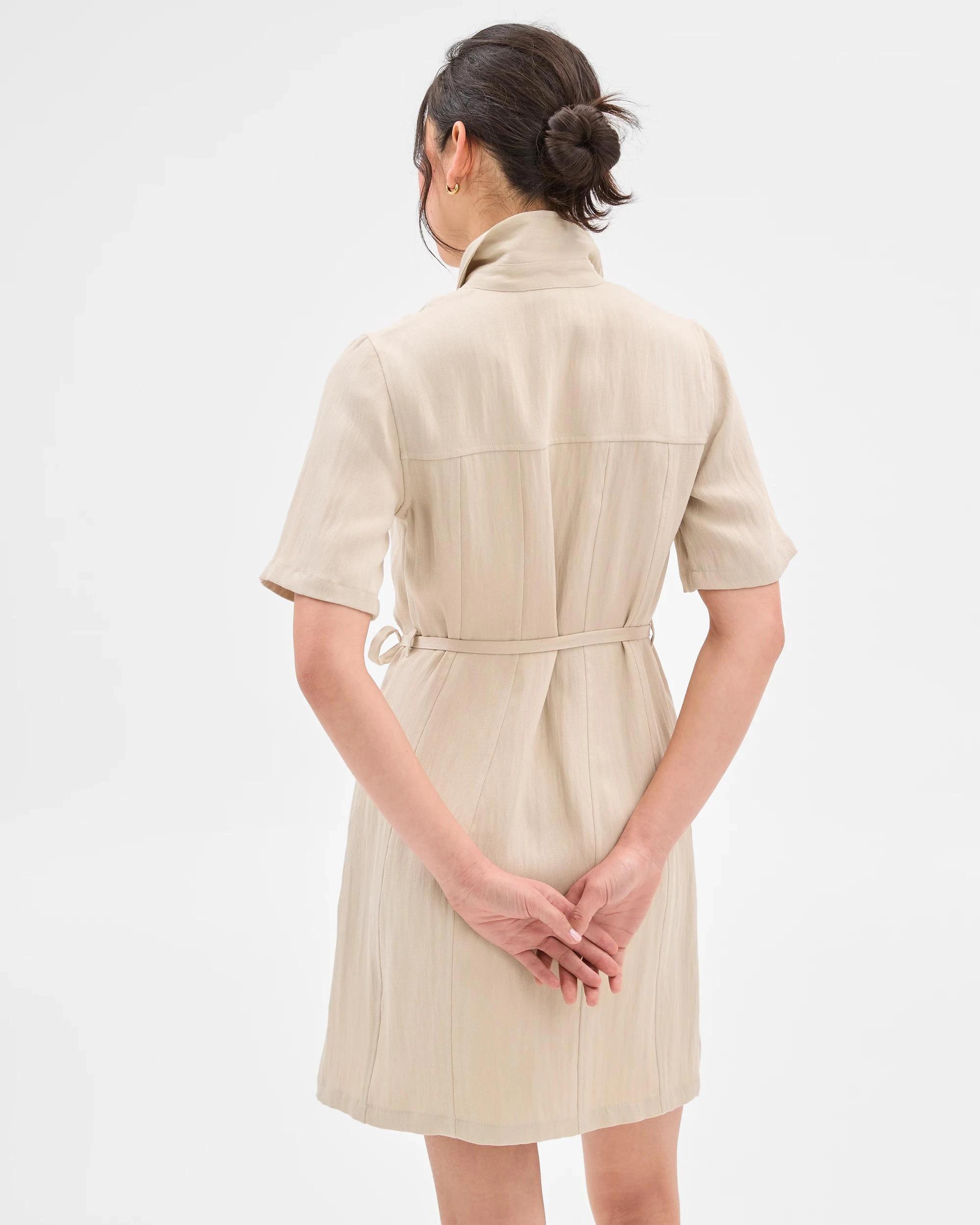 9 Summer Twill Seam Detail Mini Dress - Preview SAGE, 9 of 9