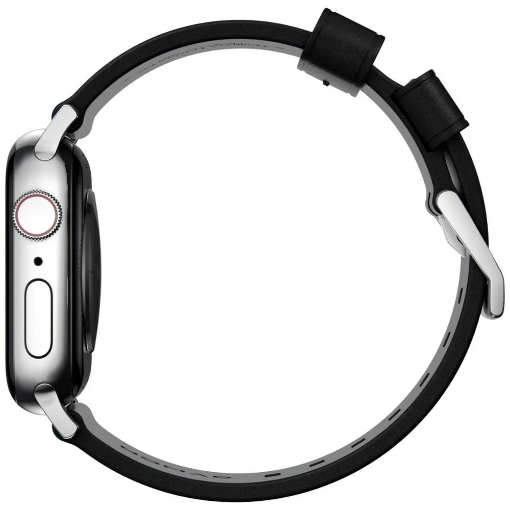 3 Nomad Apple Watch Band Leather 44-46mm Black Silver, 3 of 5