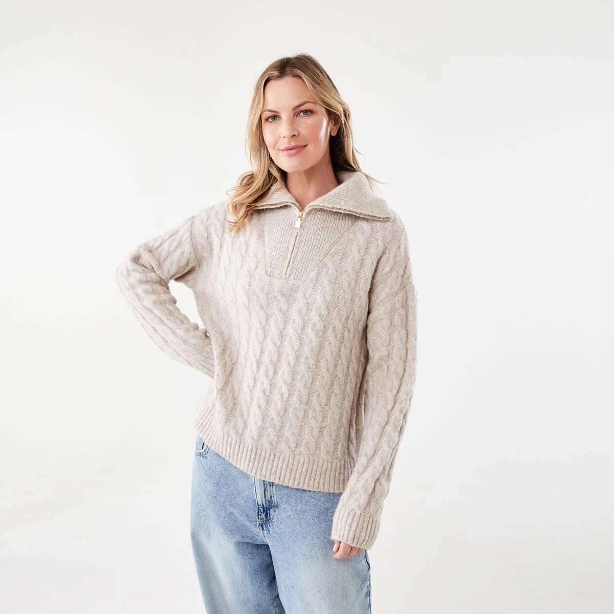 1 Zip Neck Jumper Bge Otml, 1 of 5