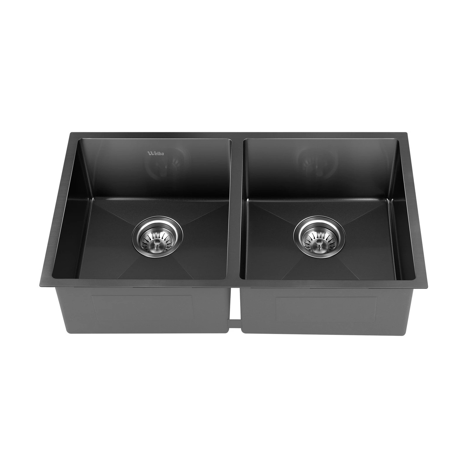 5 Welba Kitchen Sink Stainless Steel Basin Double Under/Top/Flush Mount - Black, 5 of 6