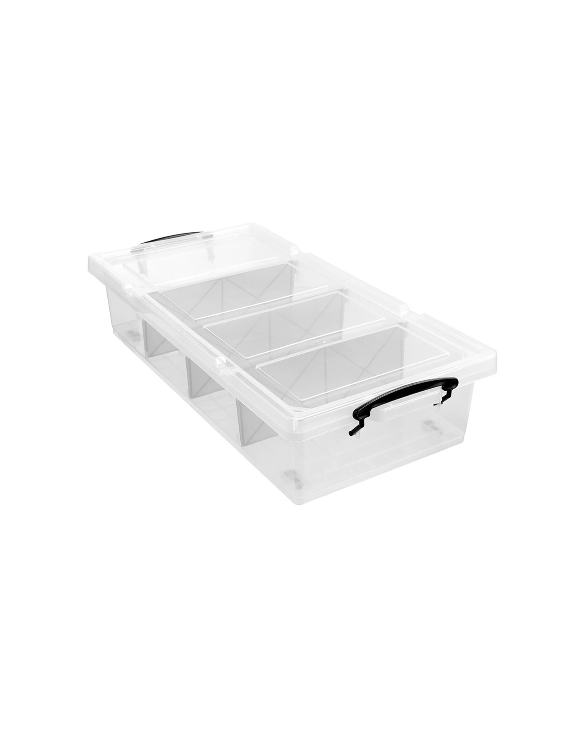2 Boxsweden 76x38cm 35l 4 Section Compartment Storage Container Home Office Tub Organiser
 - Clear, 2 of 5