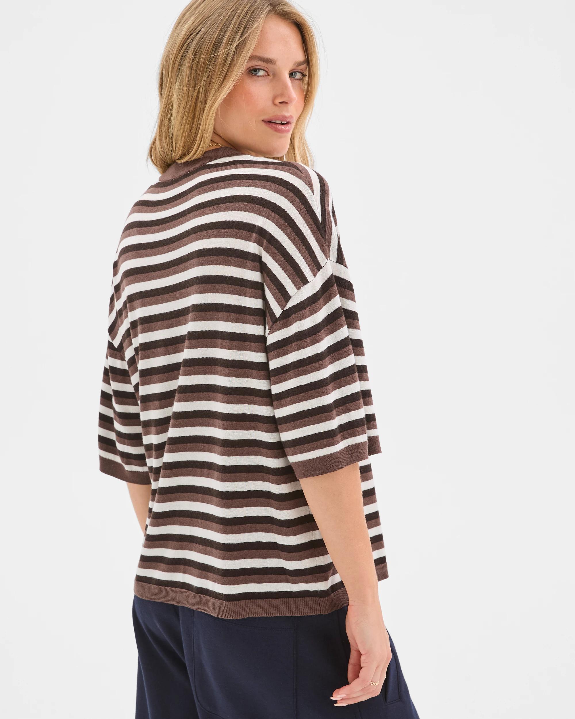 7 Lily Loves Striped Knit T-Shirt BARK, 7 of 7
