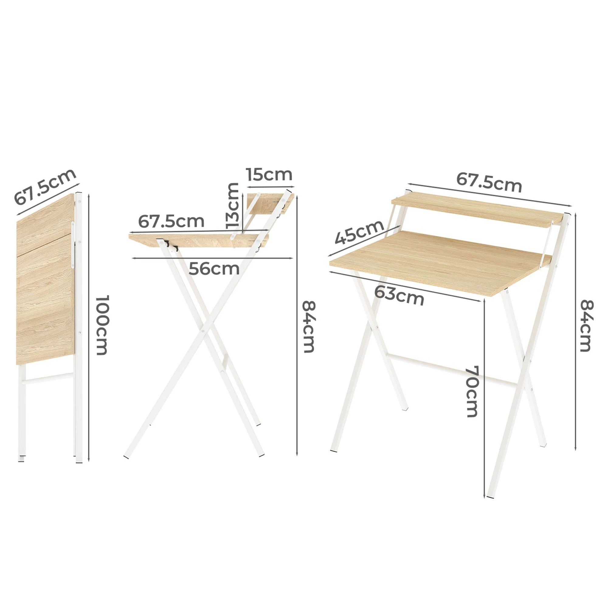 3 Levede Foldable Computer Desk - Natural, 3 of 9