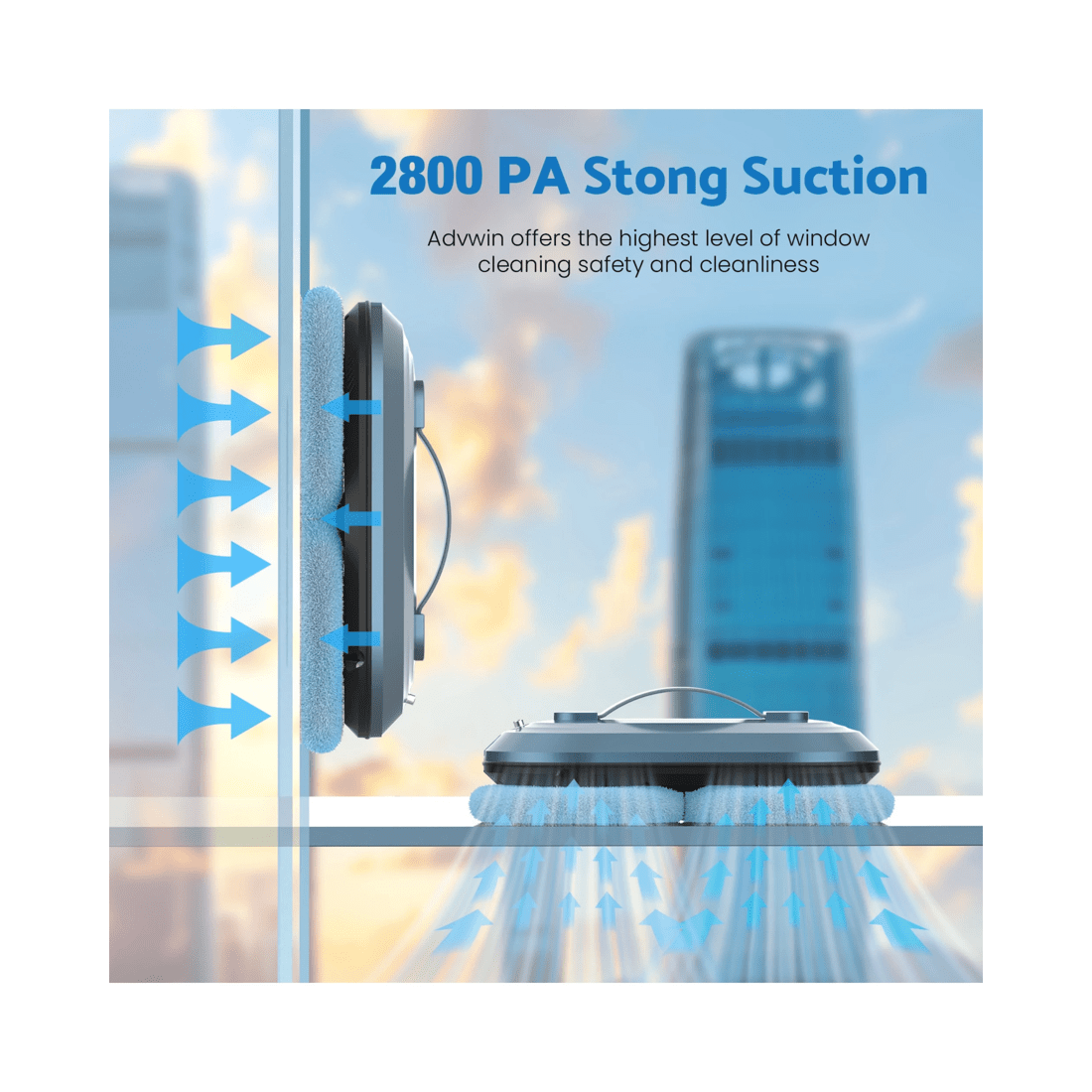 6 Advwin Window Cleaner Robot, Automatic Robot Window Washer With Dual Water Spray Technology, 2800pa Suction, 6 of 8