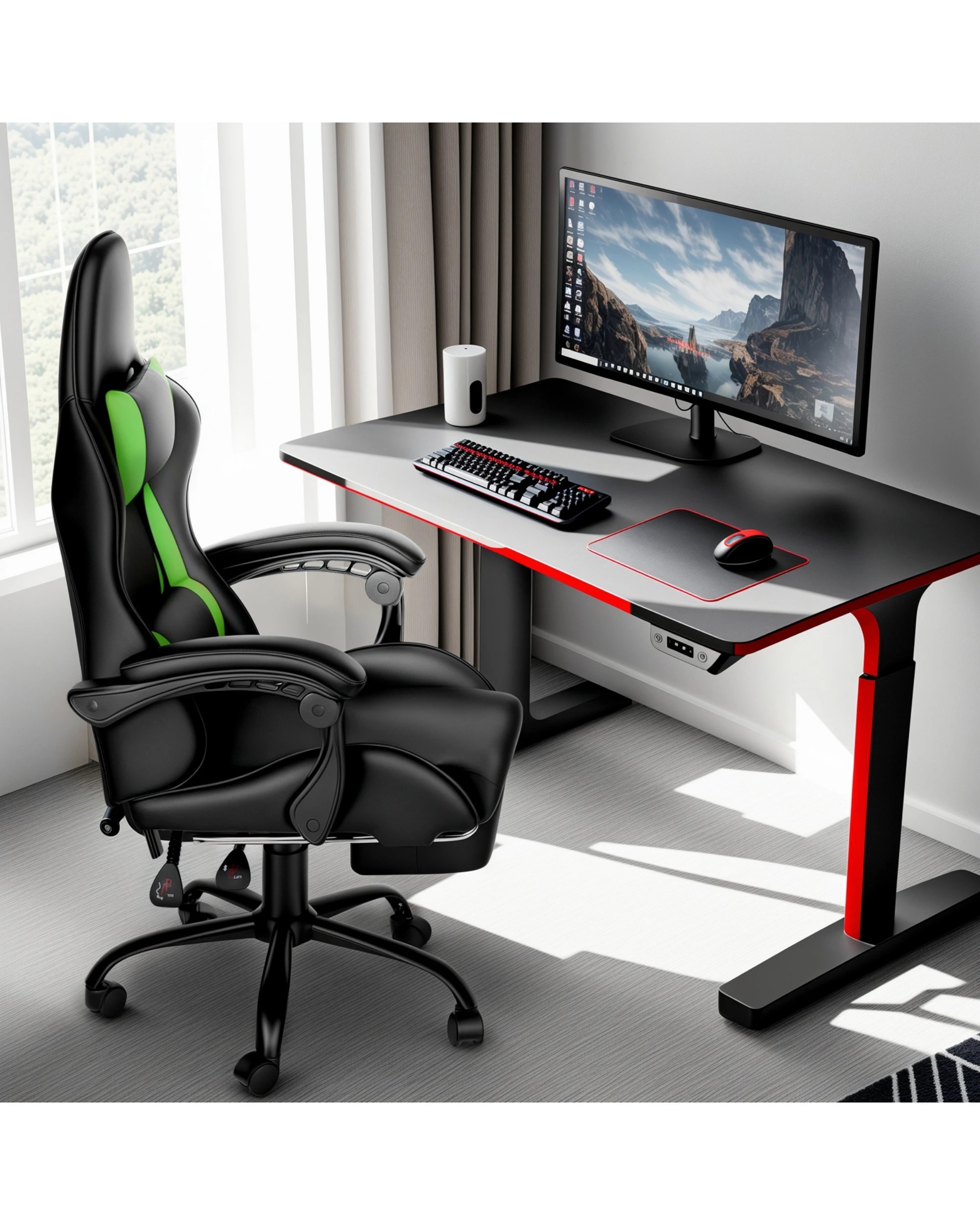 8 Advwin Gaming Chair with Lumbar Cushion - Green, 8 of 8