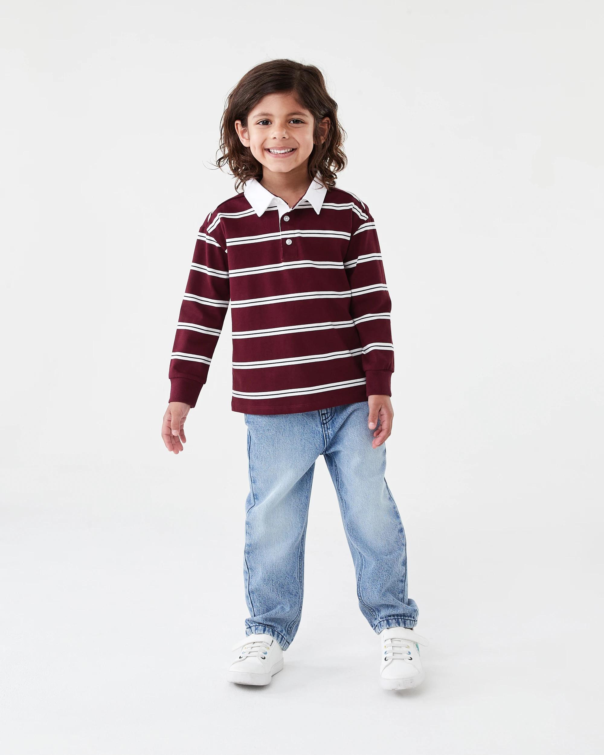 6 Long Sleeve Stripe Rugby T-shirt Red Stripe, 6 of 7