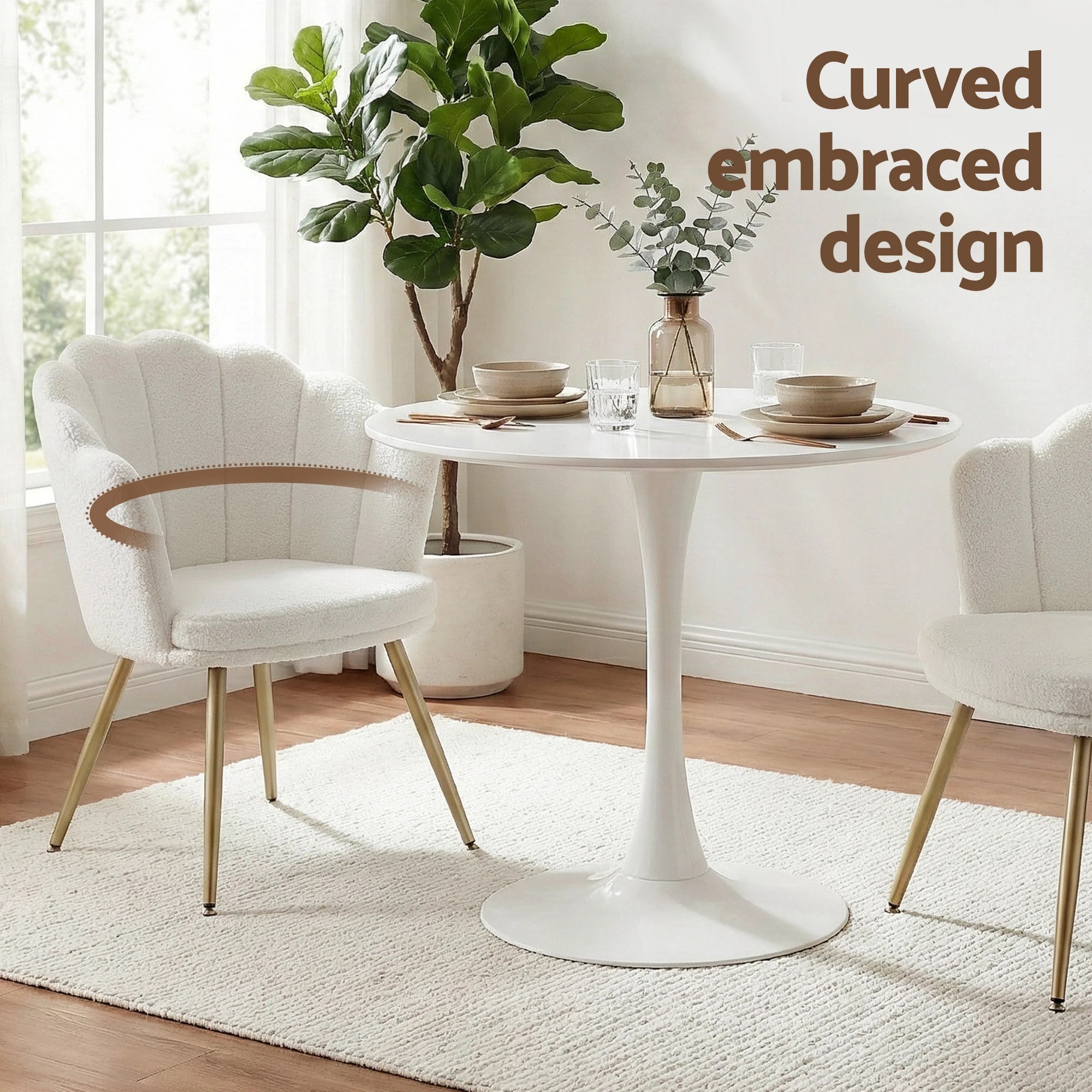 2 Artiss Armchair Teddy Fleece  Callista - White, 2 of 4