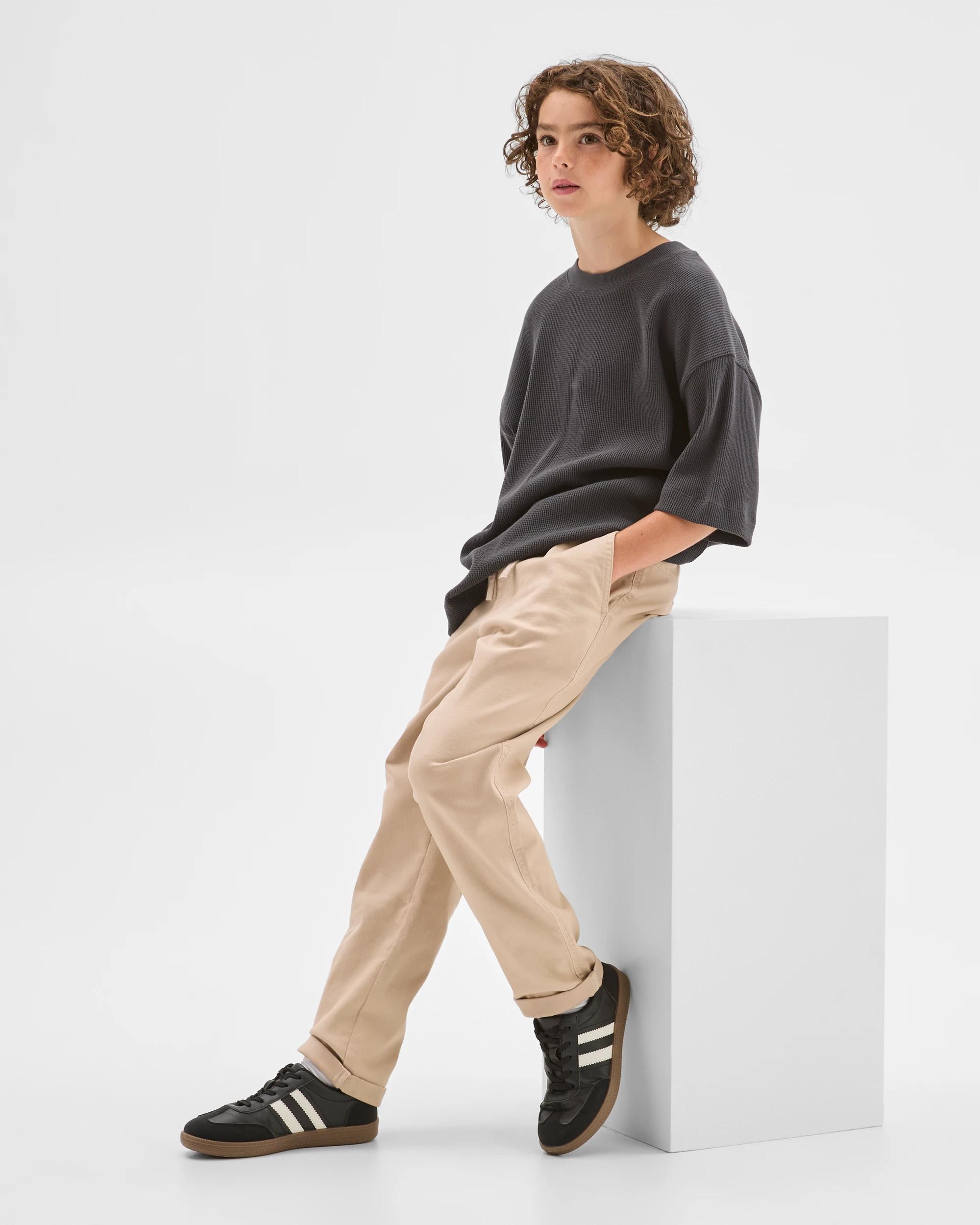 2 Target Kids Elastic Waist Chino Pants STONE, 2 of 7