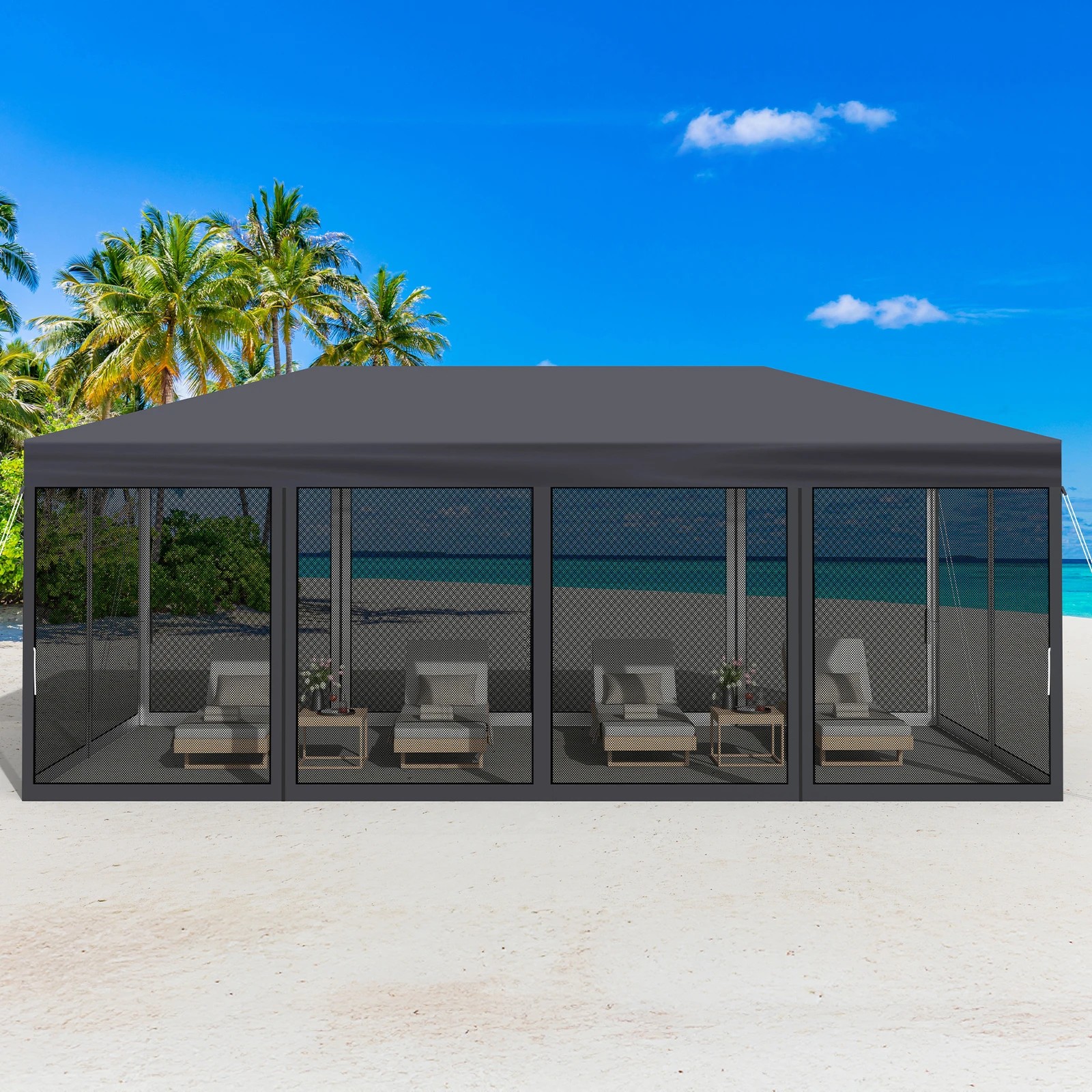 5 Alfordson Pop Up Marquee Outdoor Tent Mesh Wall 3x6m Gazebo - Grey, 5 of 10