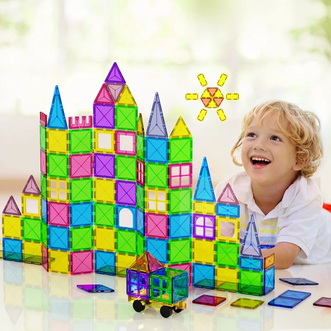 3 Keezi 120pcs Kids Magnetic Tiles Blocks Building Educational Toys Children Gift - Multi, 3 of 4