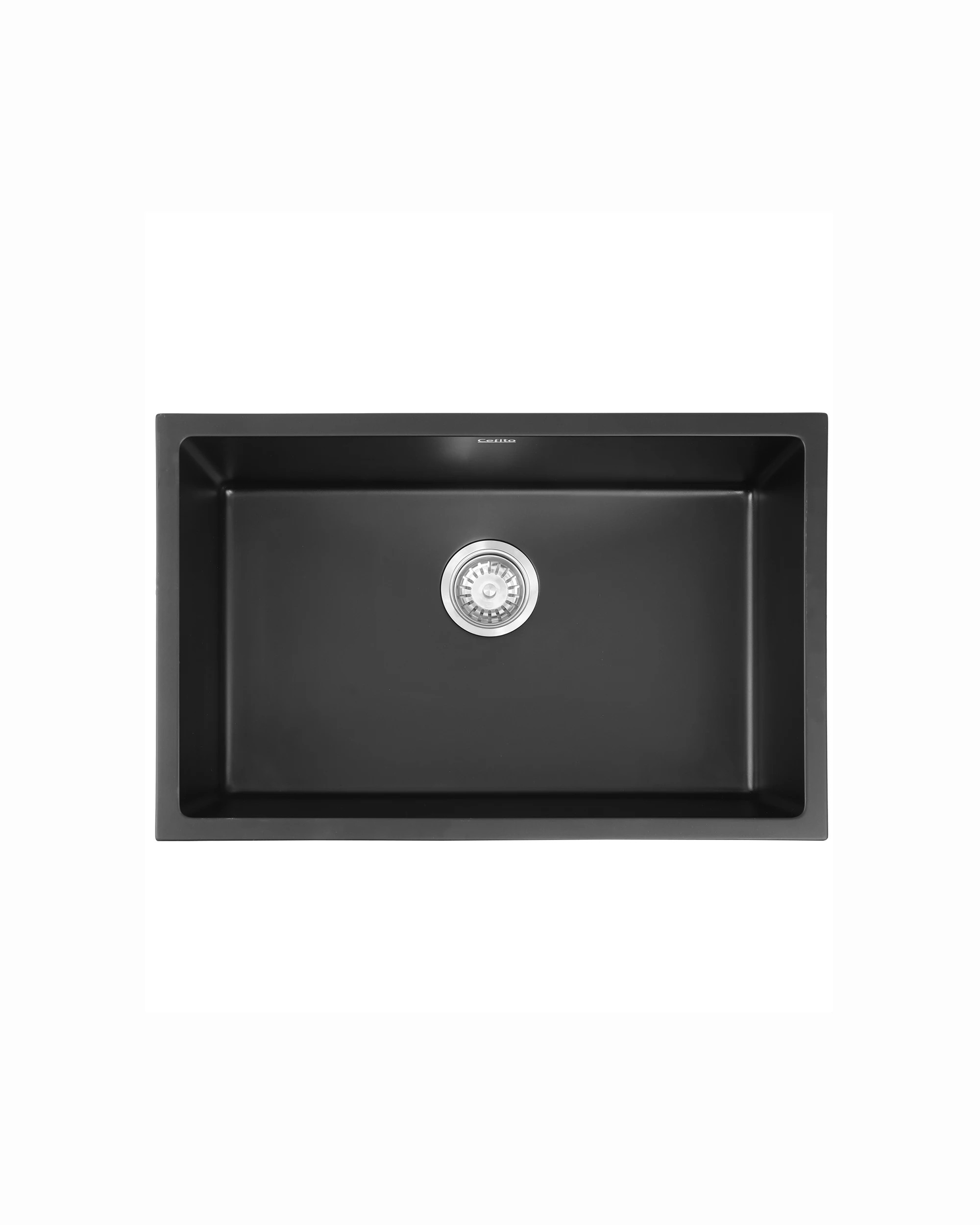 1 Cefito Kitchen Sink 70x45cm Granite Stone Sink Single Bowl - Black, 1 of 6