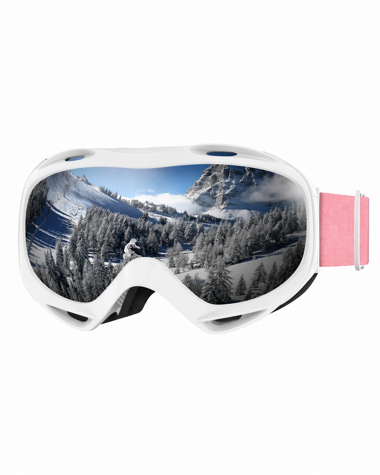1 OutdoorMaster Adult Youth OTG Anti-Fog UV400 Goggles for Ski Snowboard - White, 1 of 9