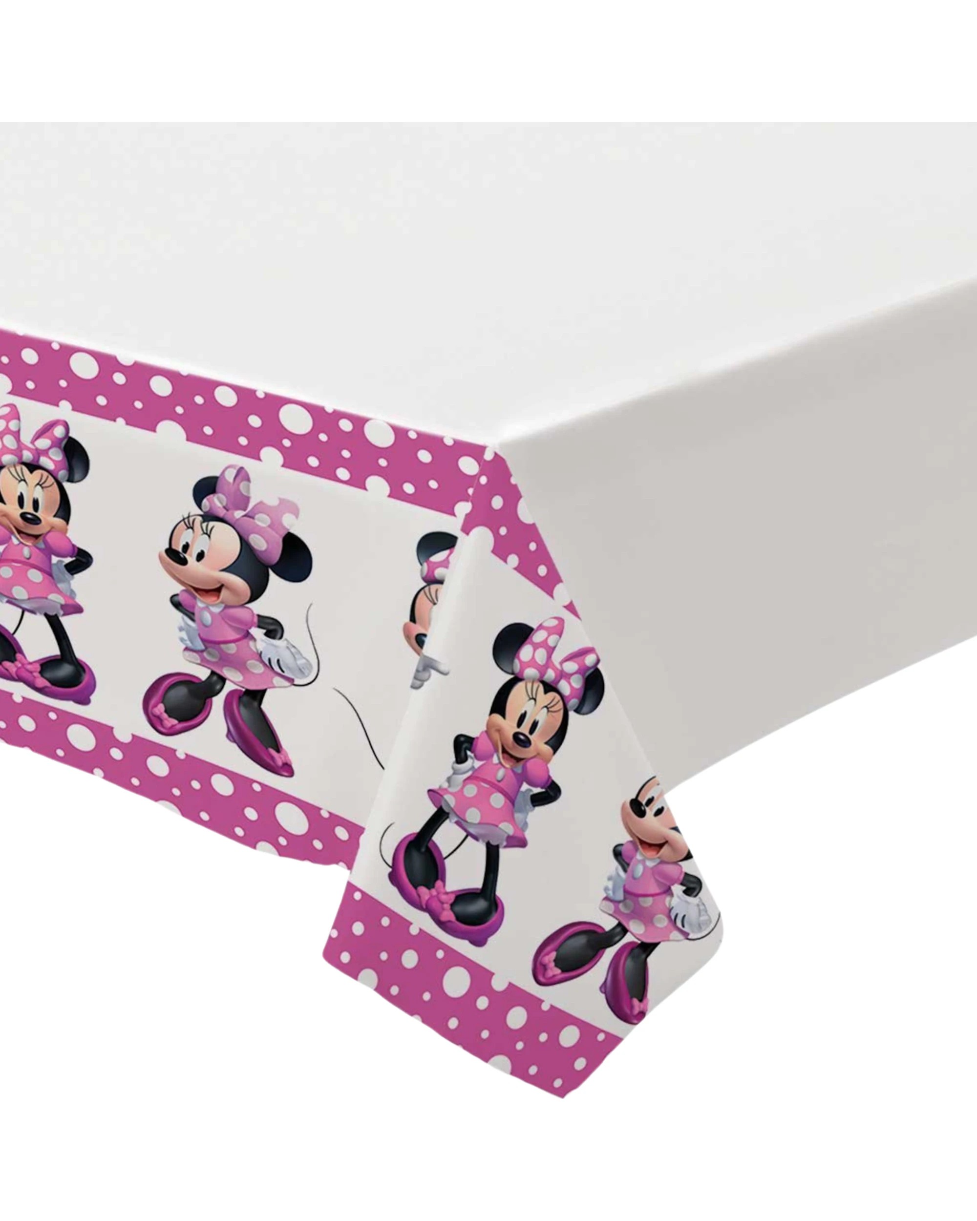 1 Amscan Minnie Mouse Forever Plastic Table Cover - Pink and White, 1 of 3